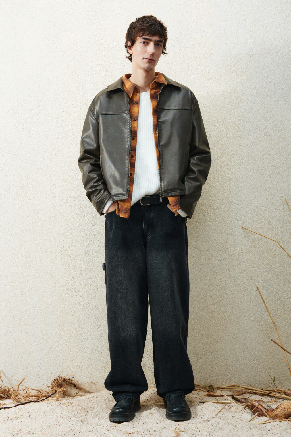 Куртка на молнии с вареным эффектом - цвет коричневый - 5