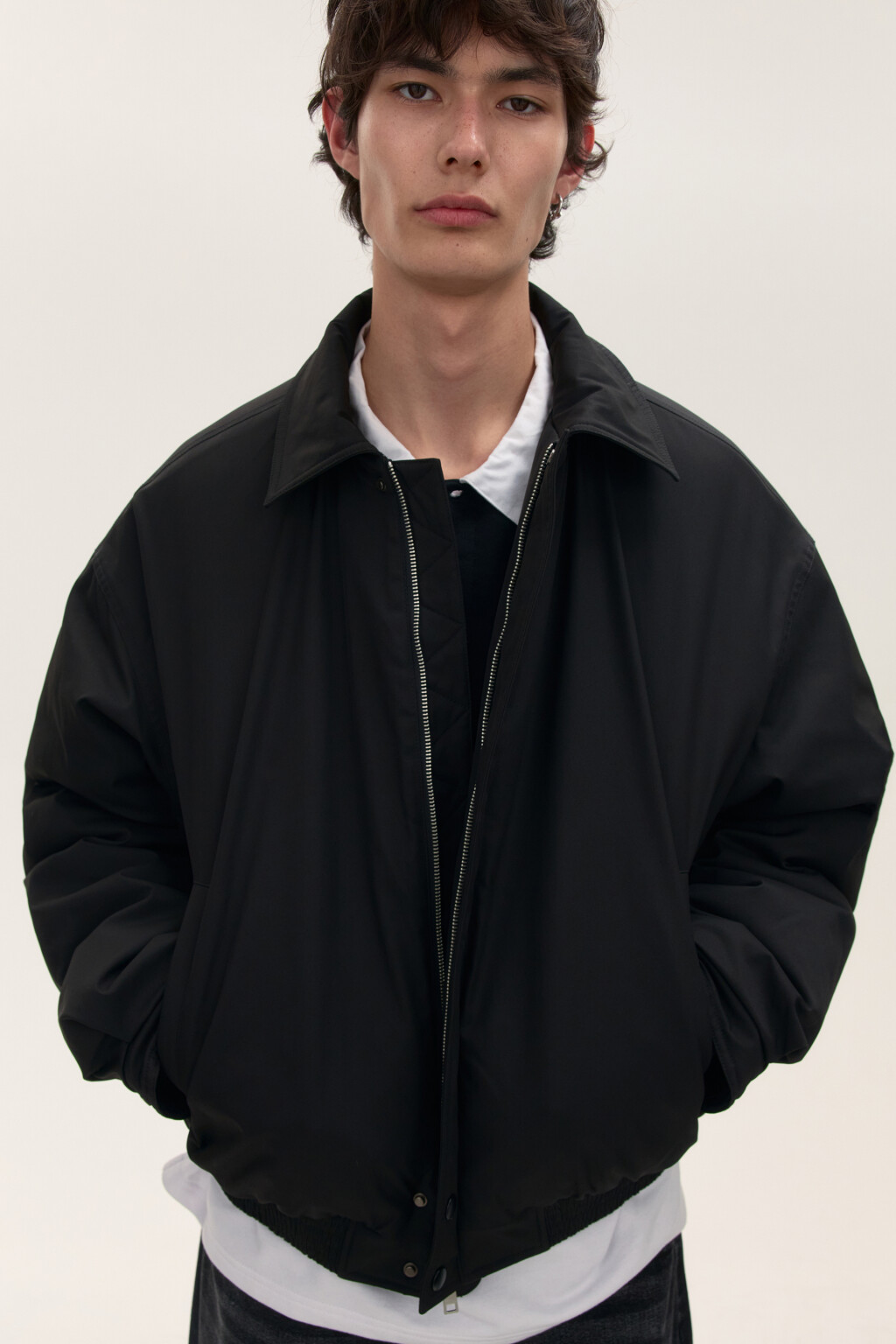 Куртка-бомбер утепленная - цвет черный - 1