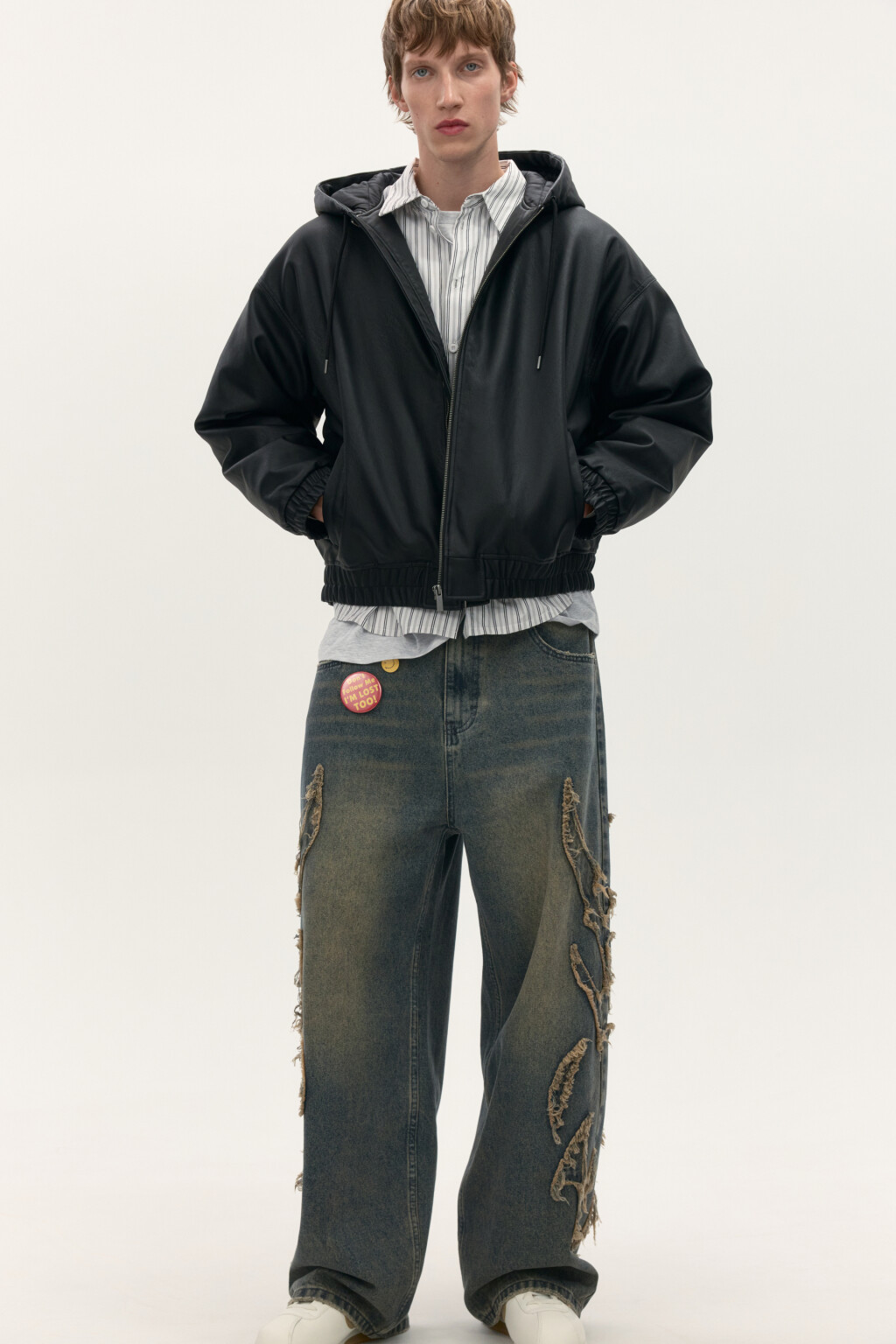 Куртка-бомбер с капюшоном - цвет черный - 2