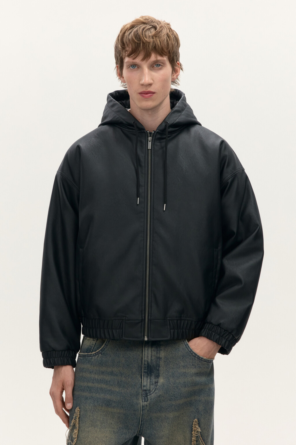 Куртка-бомбер с капюшоном - цвет черный - 3