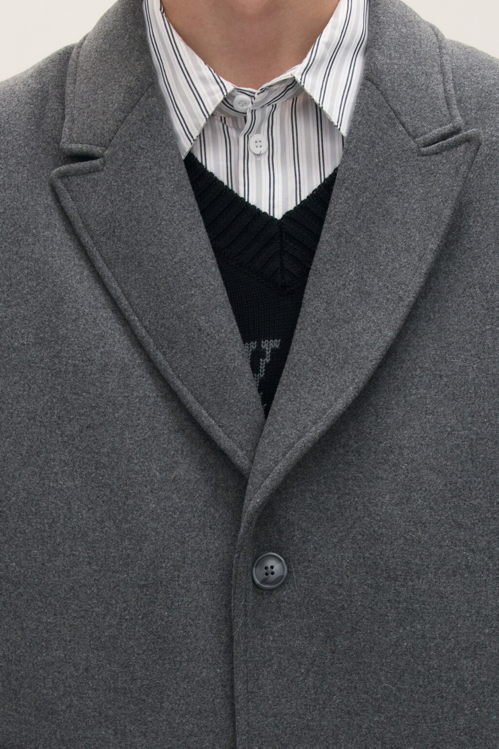 Пальто драповое с шерстью - цвет серый - 7