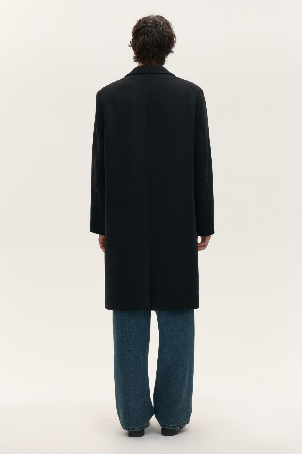 Пальто драповое с шерстью - цвет черный - 4