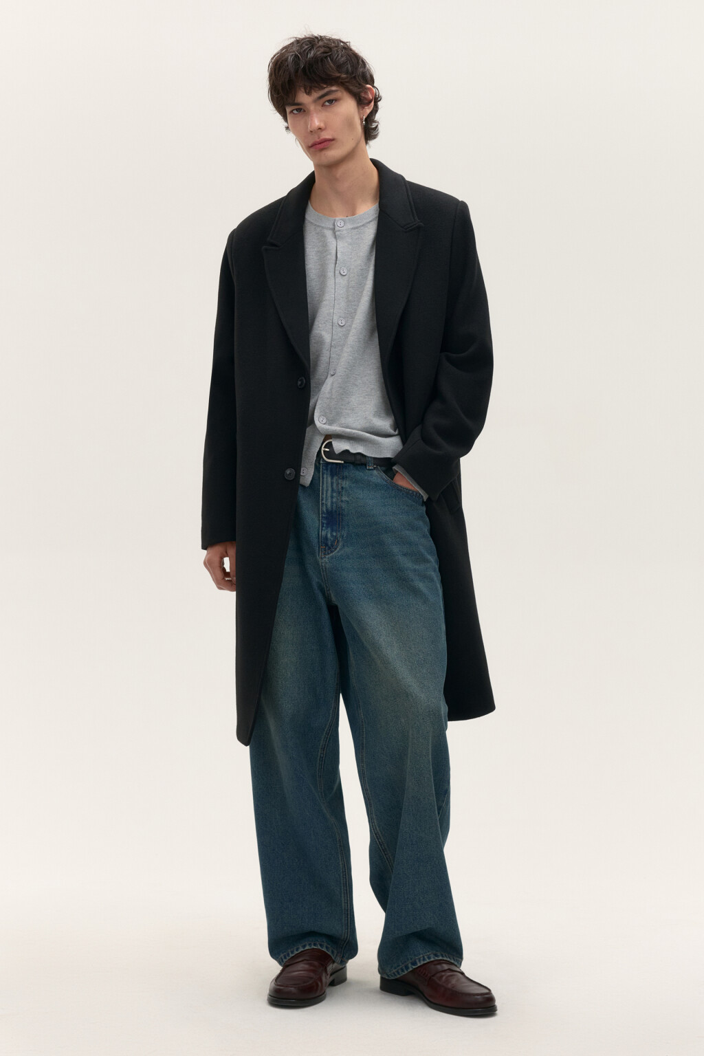 Пальто драповое с шерстью - цвет черный - 5