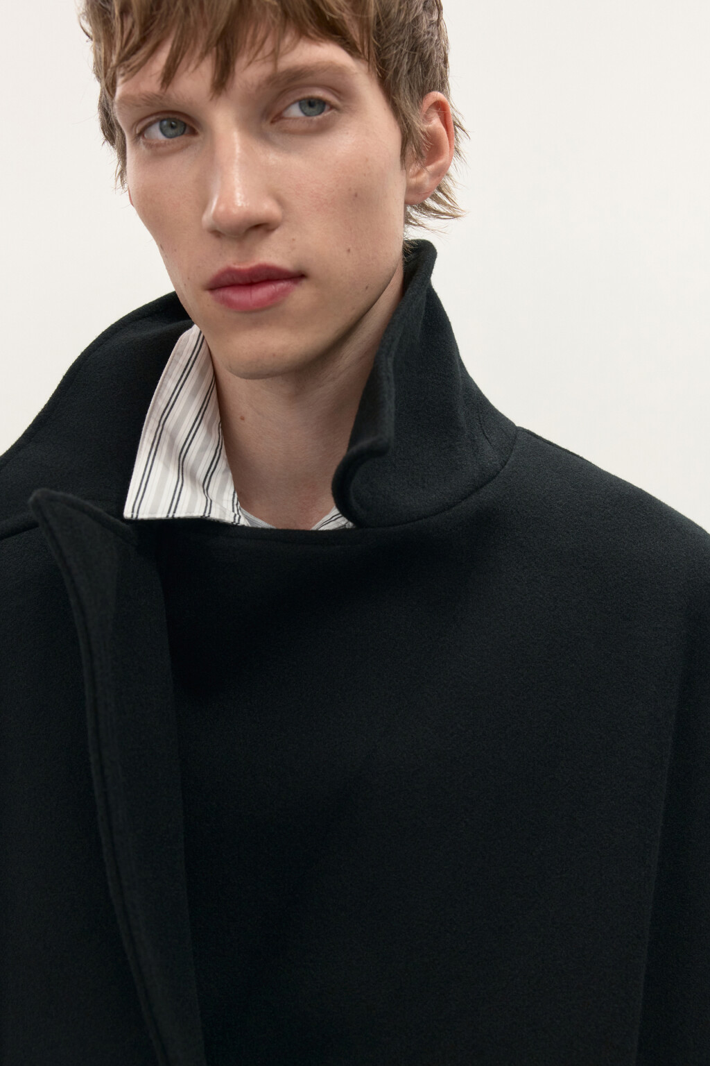 Пальто драповое ниже колена - цвет черный - 6