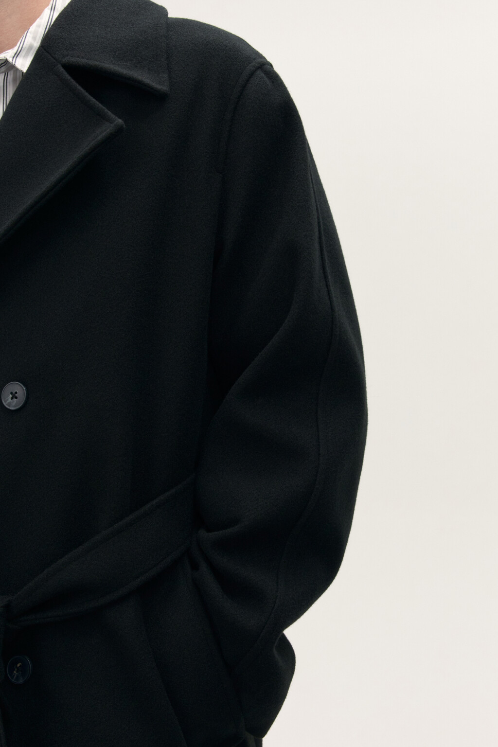 Пальто драповое ниже колена - цвет черный - 7