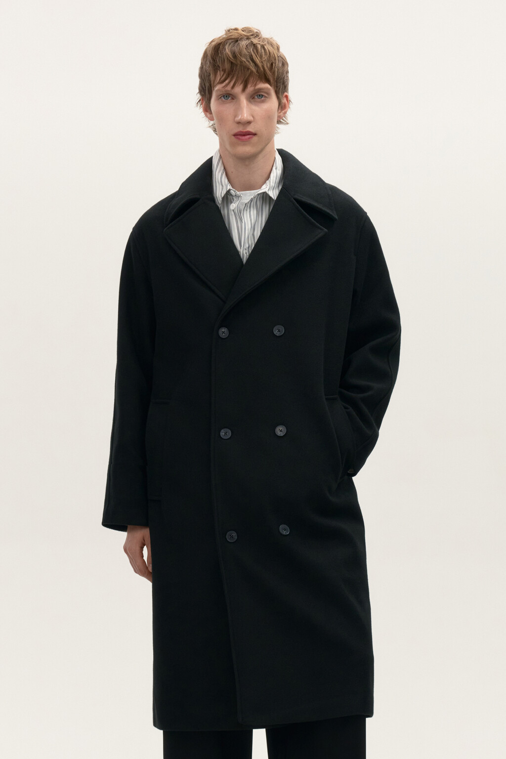 Пальто драповое ниже колена - цвет черный - 9