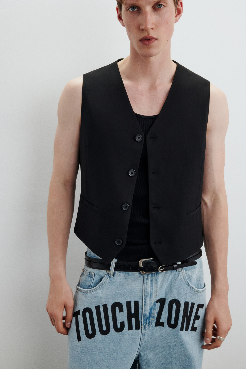 Жилет костюмный классический - цвет черный - 1