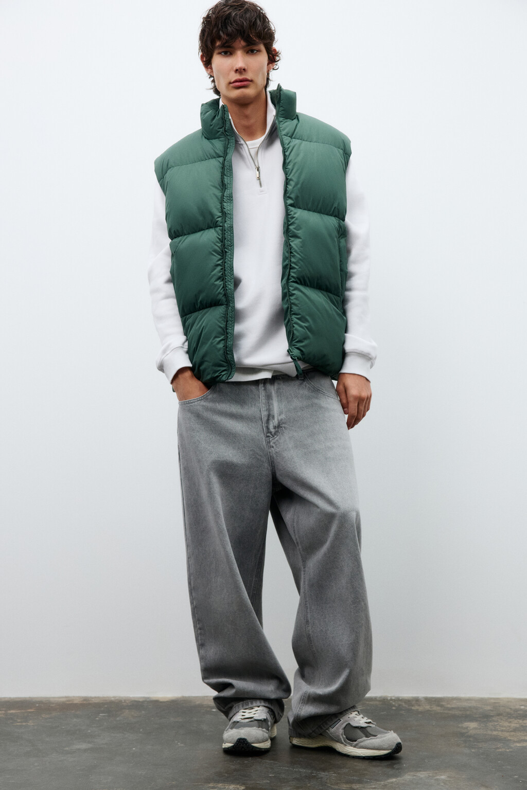 Жилет стеганый на утеплителе - цвет зеленый - 1