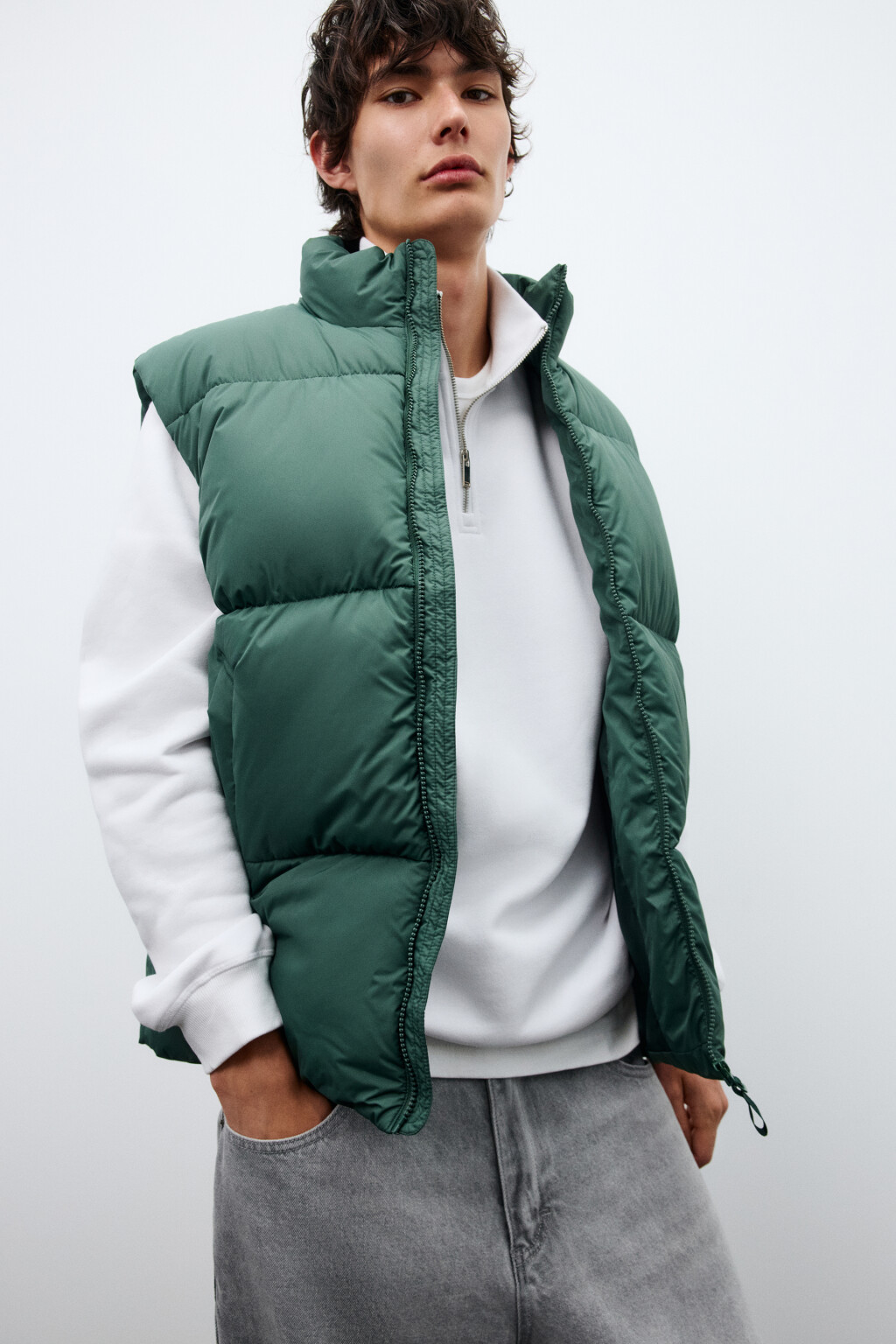 Жилет стеганый на утеплителе - цвет зеленый - 2