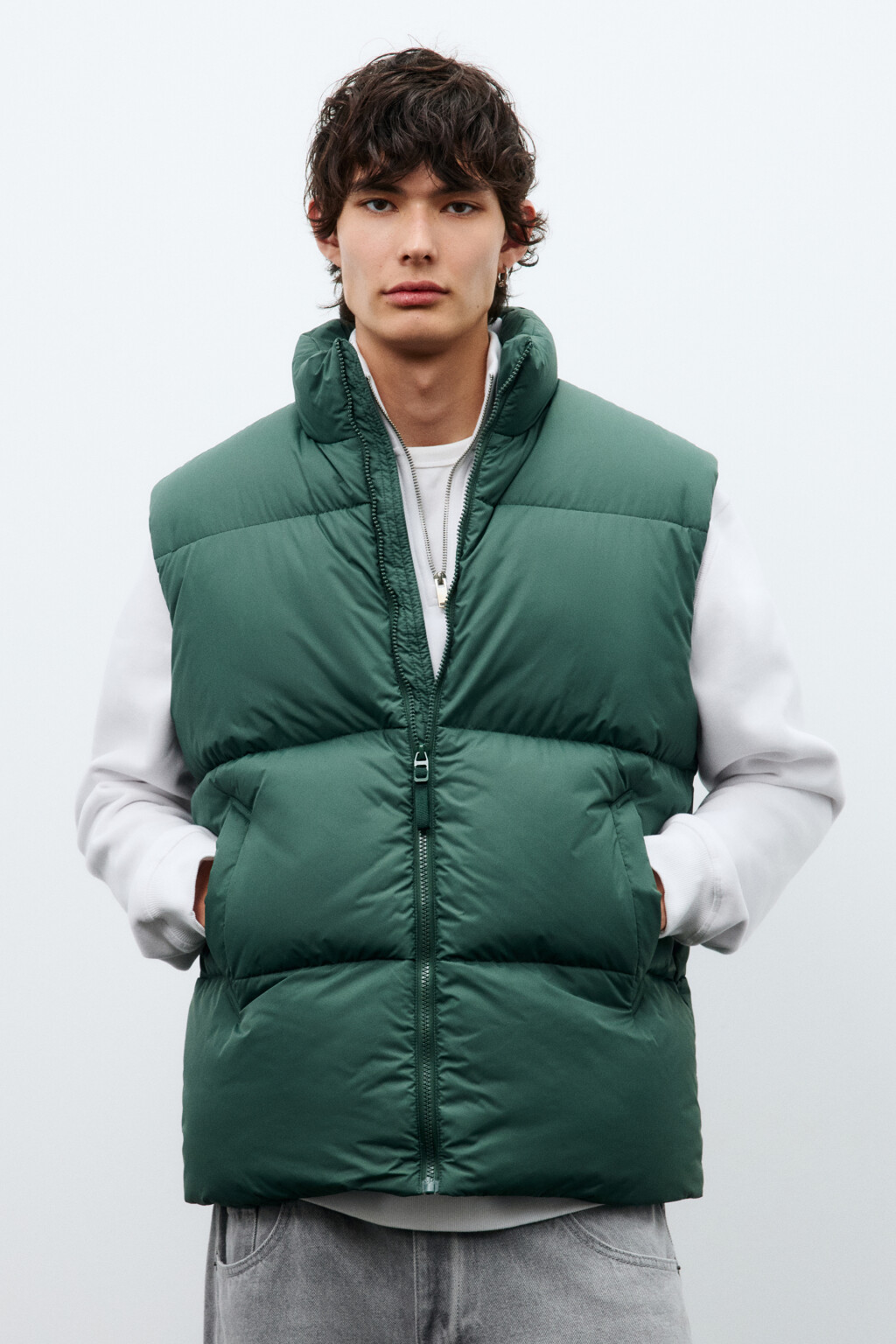 Жилет стеганый на утеплителе - цвет зеленый - 3