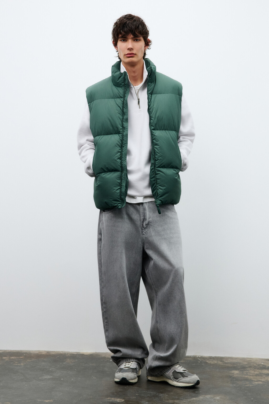 Жилет стеганый на утеплителе - цвет зеленый - 5