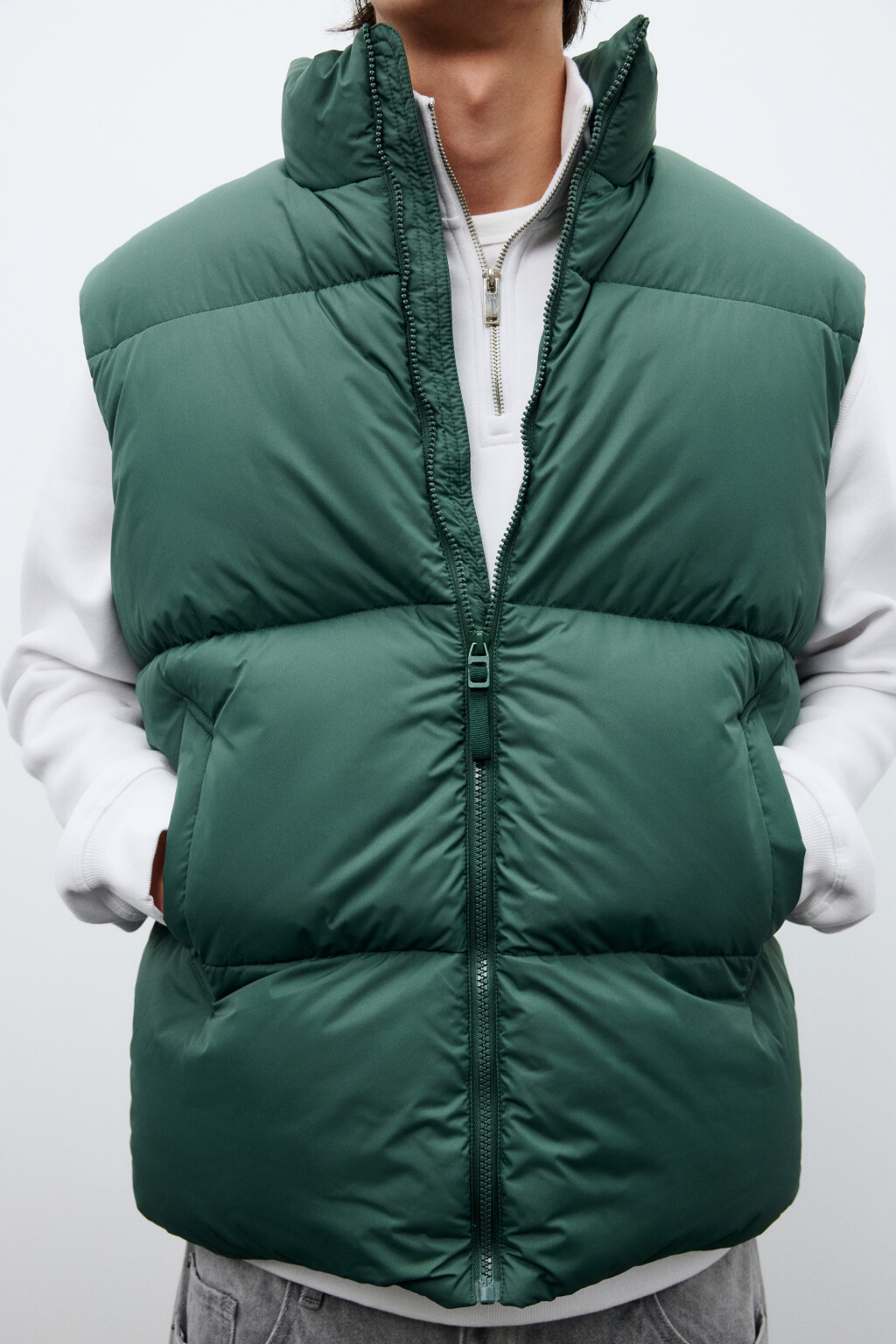 Жилет стеганый на утеплителе - цвет зеленый - 7