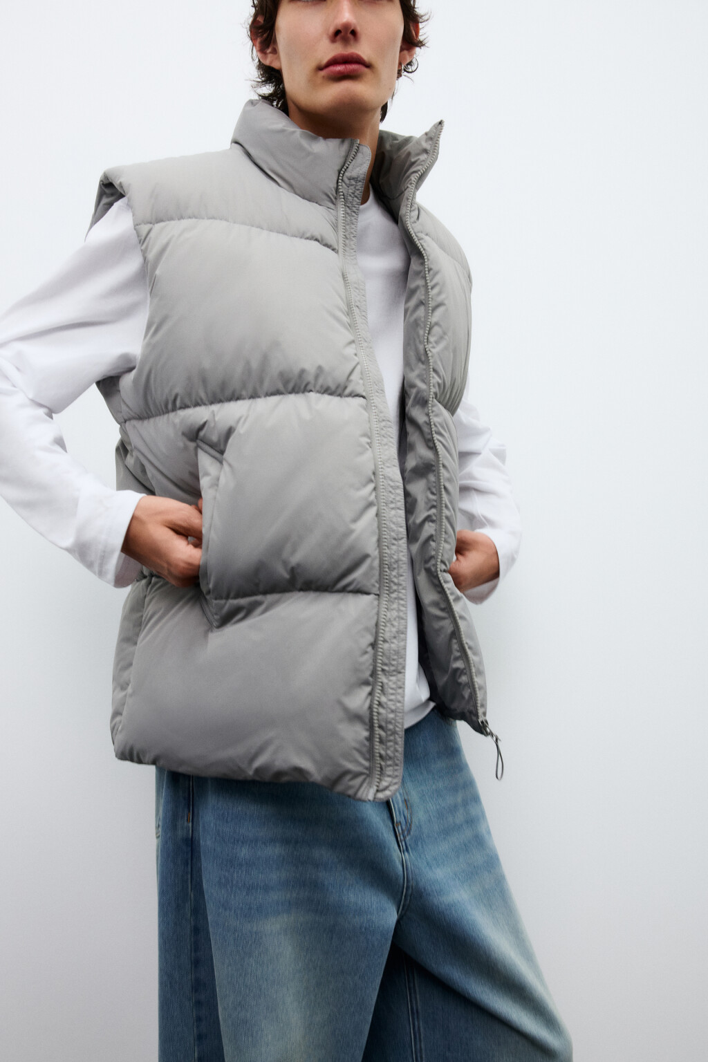 Жилет стеганый на утеплителе - цвет серый - 2