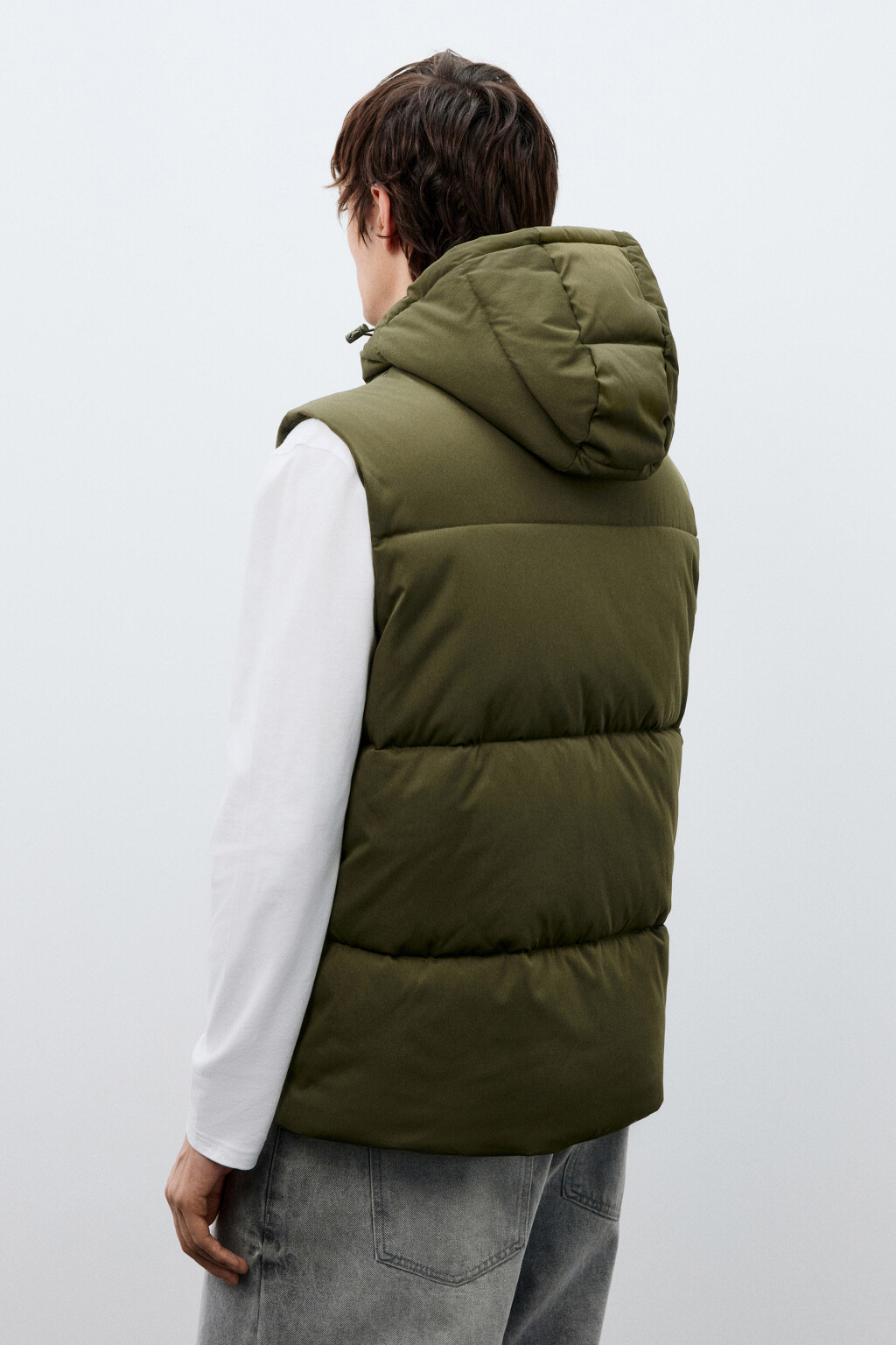 Жилет стеганый с капюшоном - цвет зеленый - 4