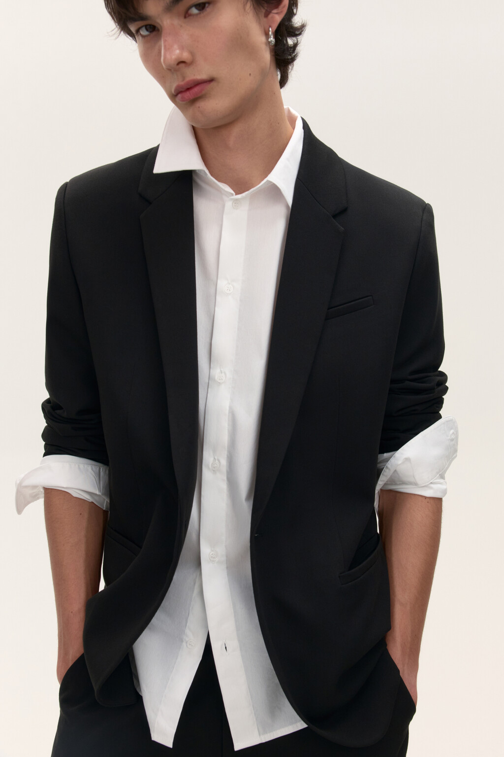 Пиджак классический приталенный - цвет черный - 1