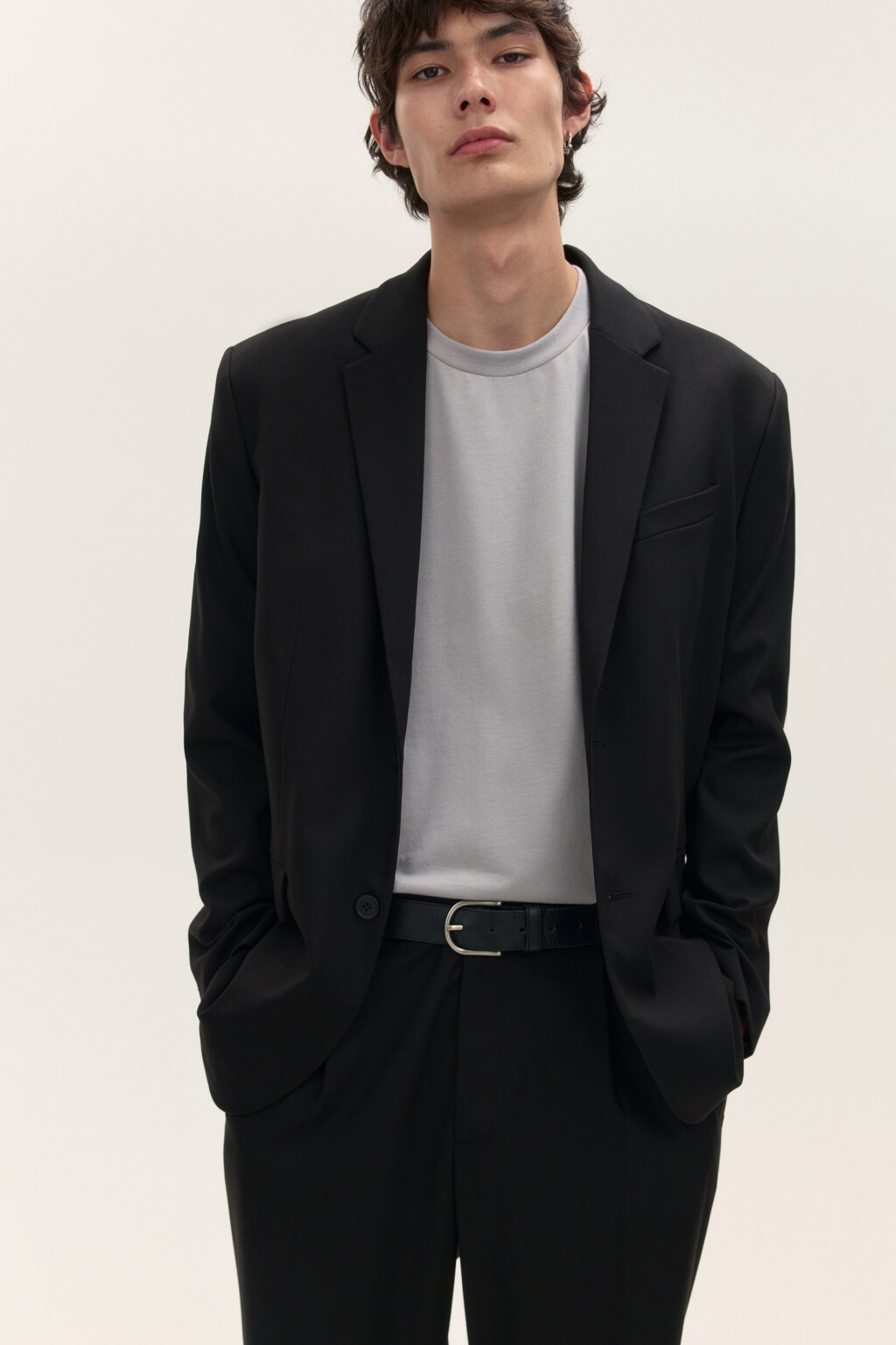 Пиджак классический однобортный - цвет черный - 1