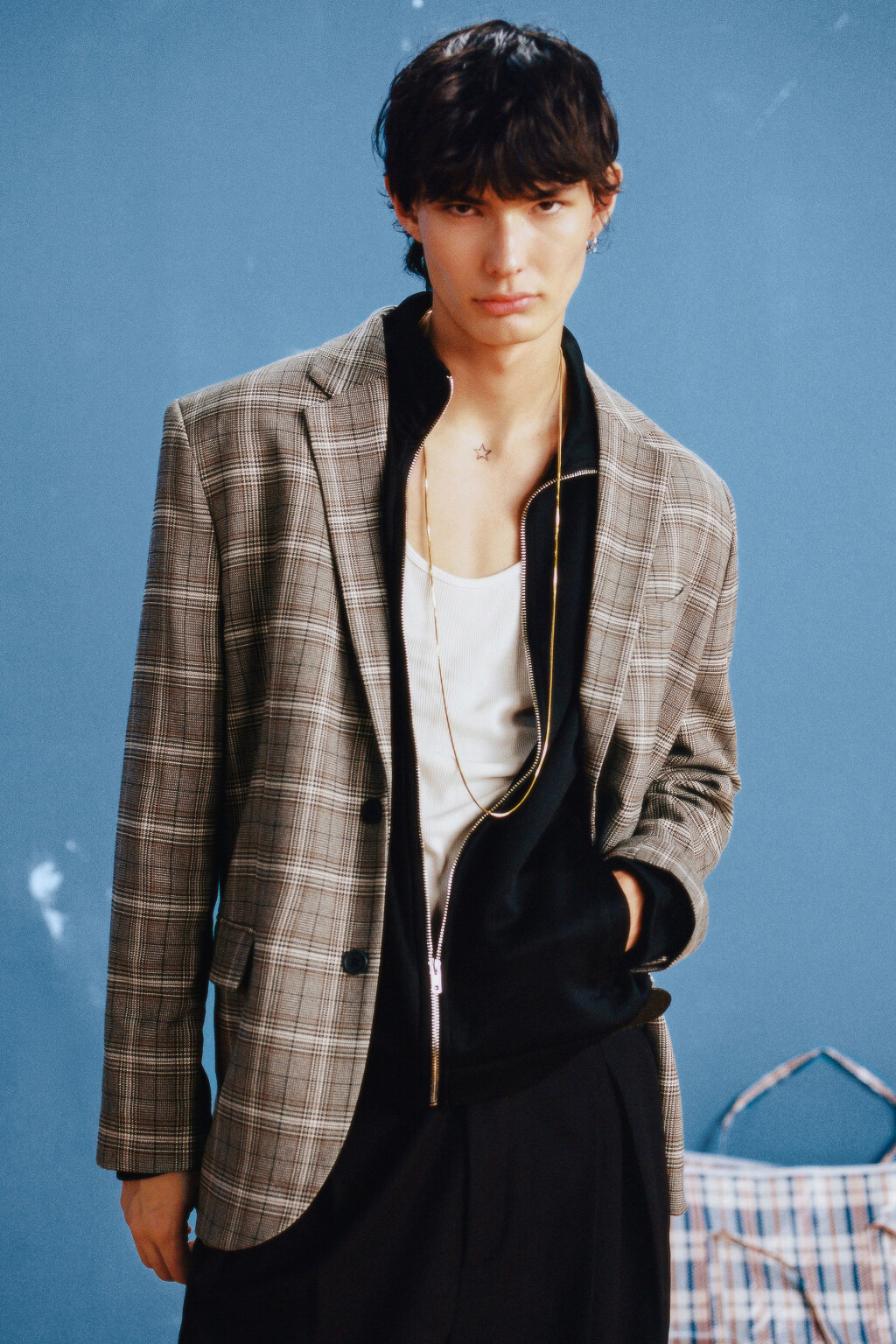 Пиджак с принтом в клетку - цвет коричневый - 9