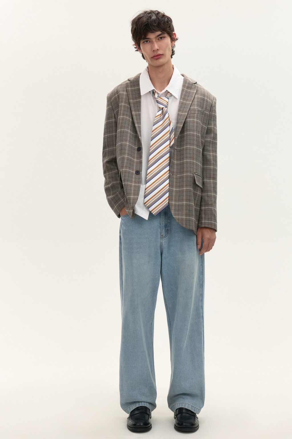 Пиджак с принтом в клетку - цвет коричневый - 2