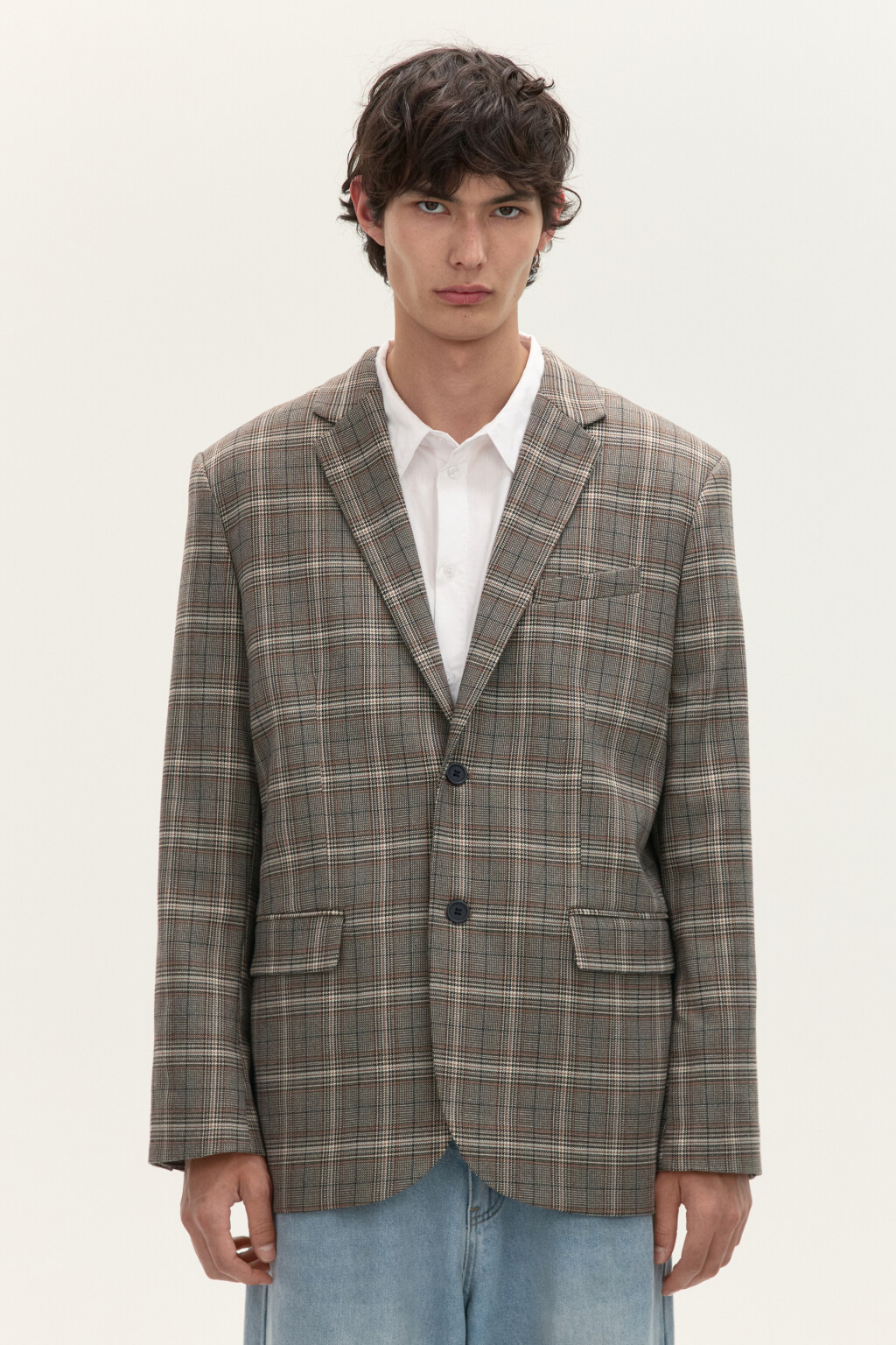 Пиджак с принтом в клетку - цвет коричневый - 3