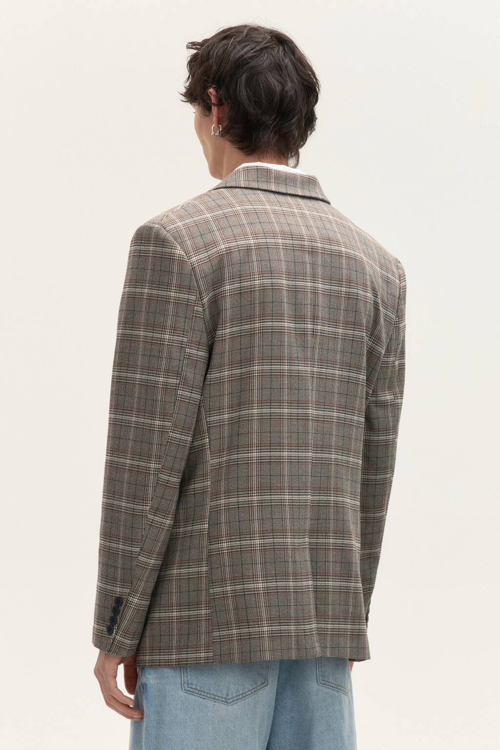 Пиджак с принтом в клетку - цвет коричневый - 4