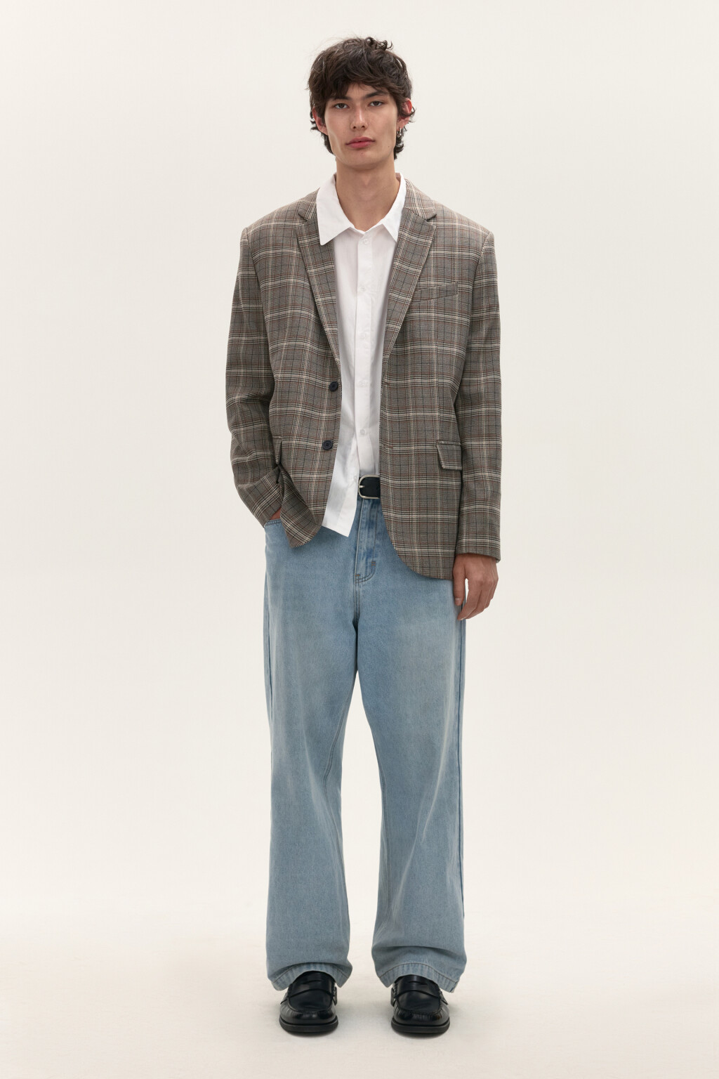 Пиджак с принтом в клетку - цвет коричневый - 5