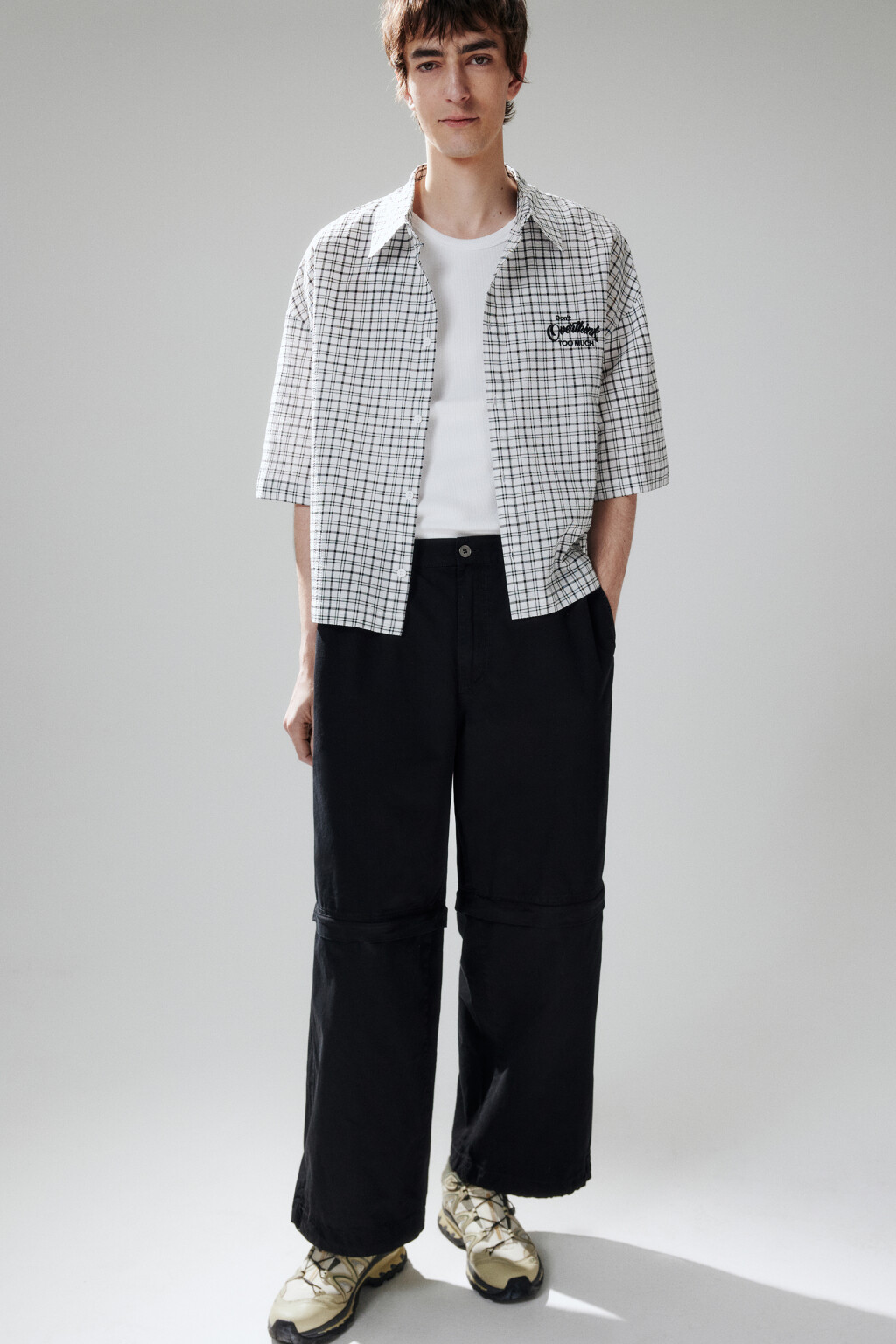 Брюки широкие со съемным низом - цвет черный - 1