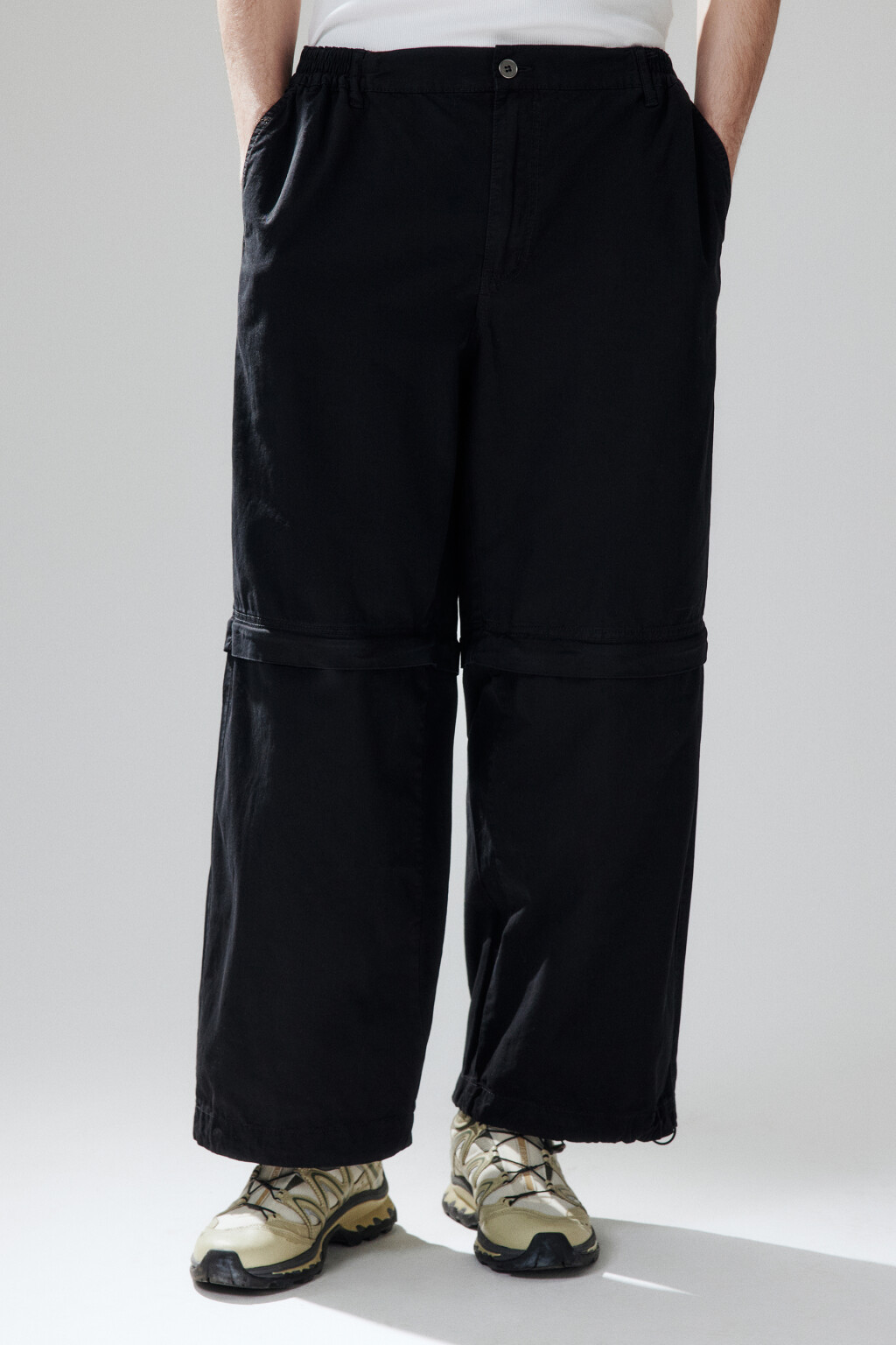 Брюки широкие со съемным низом - цвет черный - 3