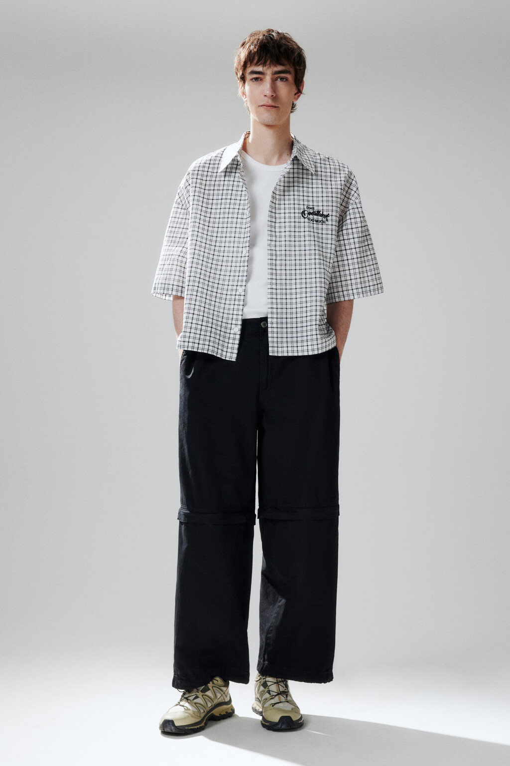 Брюки широкие со съемным низом - цвет черный - 5