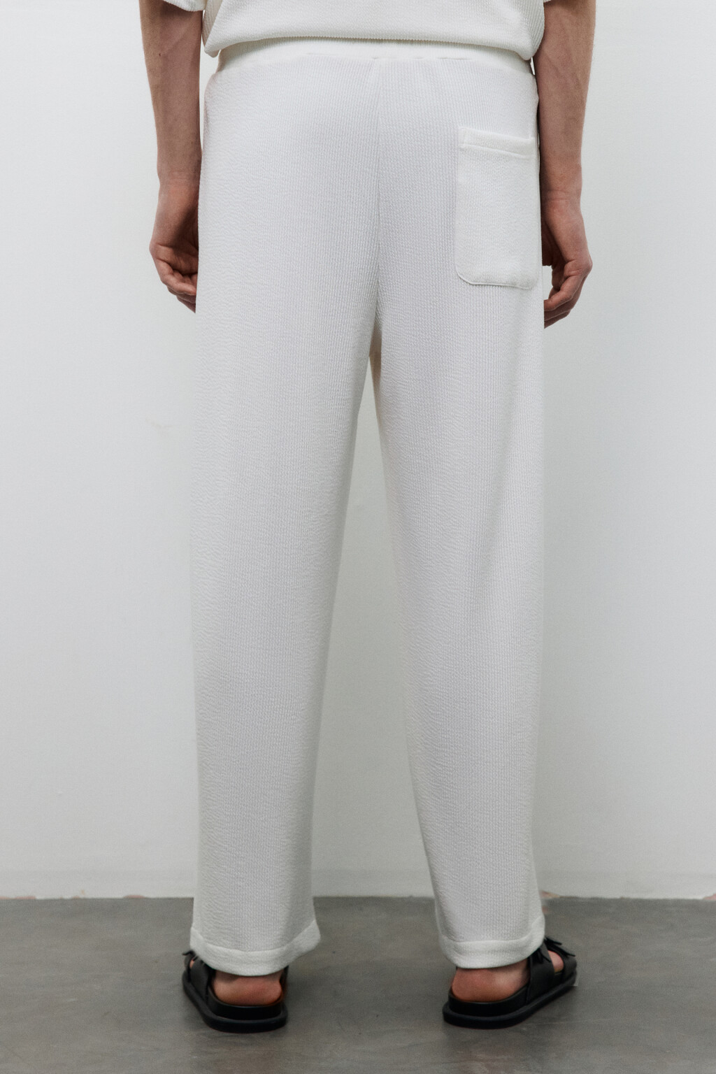 Брюки прямые с поясом на завязках - цвет белый - 3