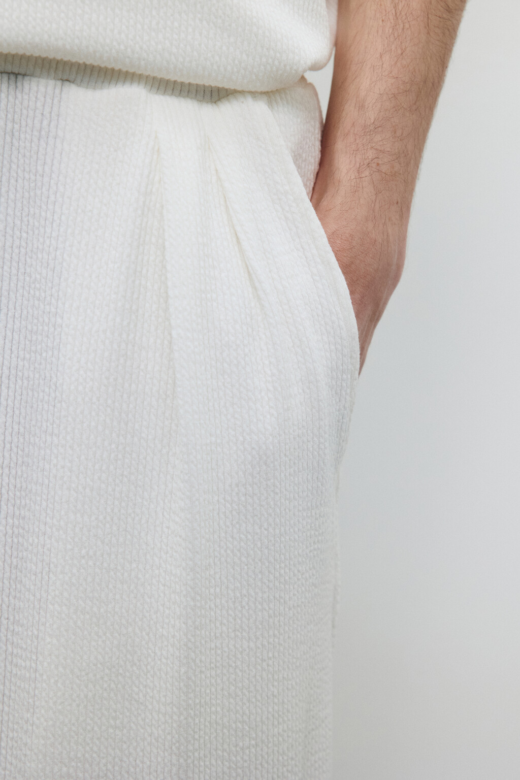 Брюки прямые с поясом на завязках - цвет белый - 5
