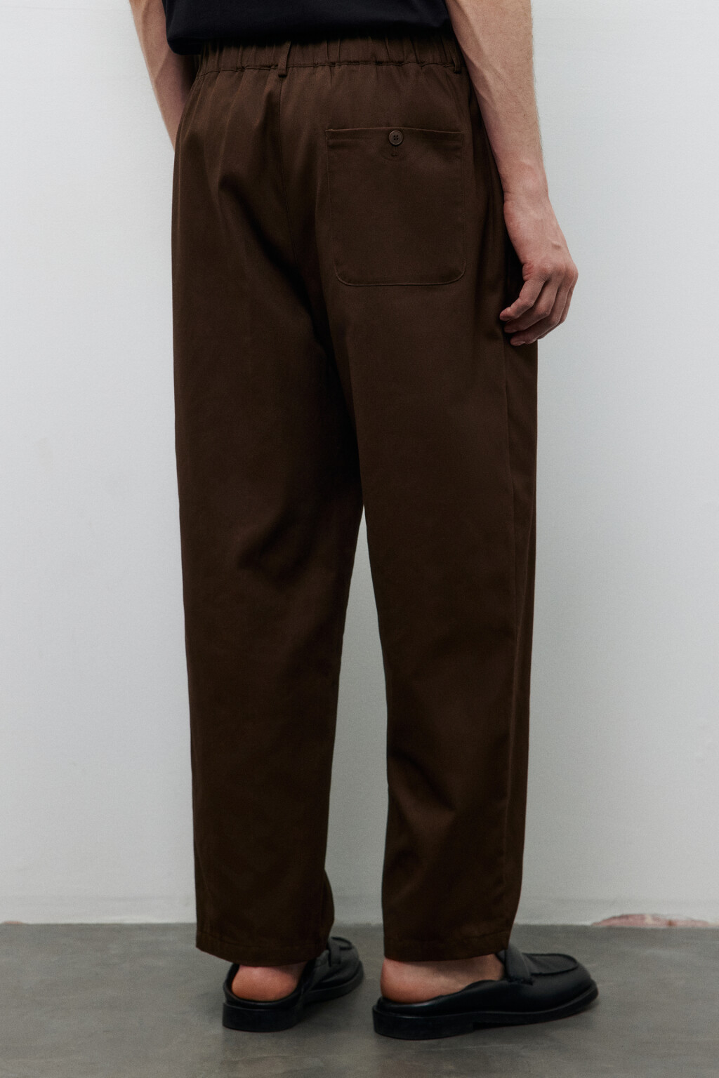 Брюки зауженные из хлопка - цвет коричневый - 3