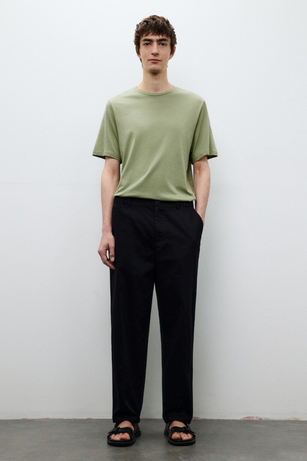 Брюки зауженные из хлопка - цвет черный - 4