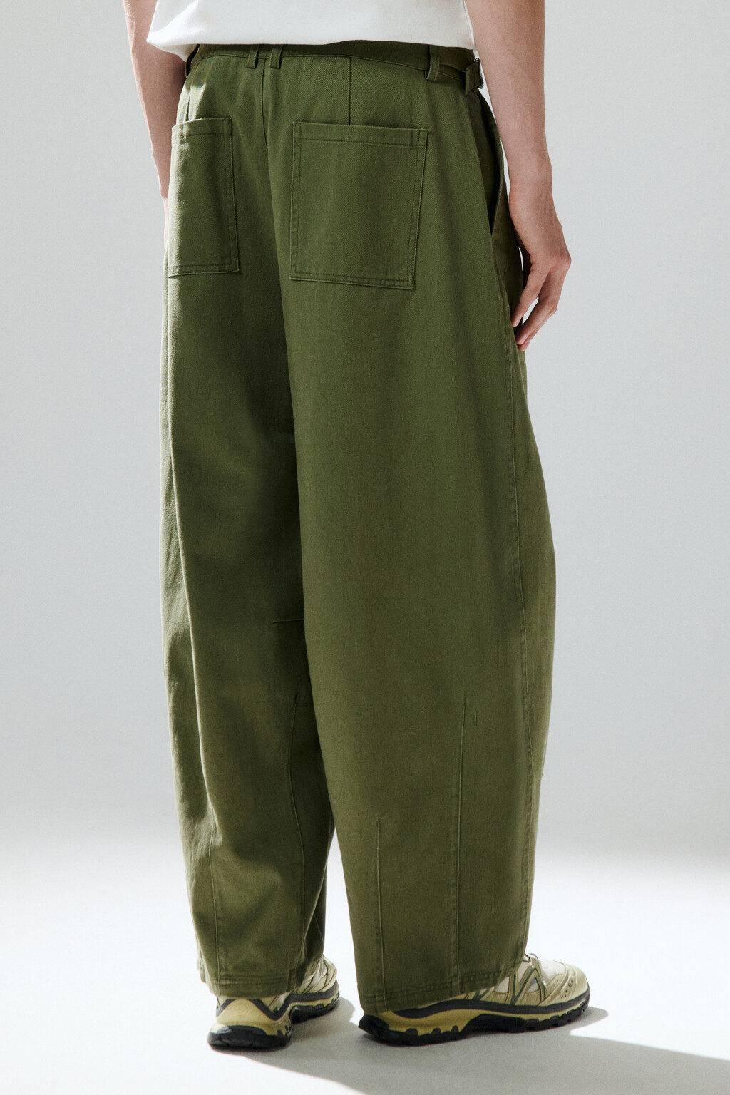 Брюки широкие со вшитым ремешком - цвет зеленый - 3