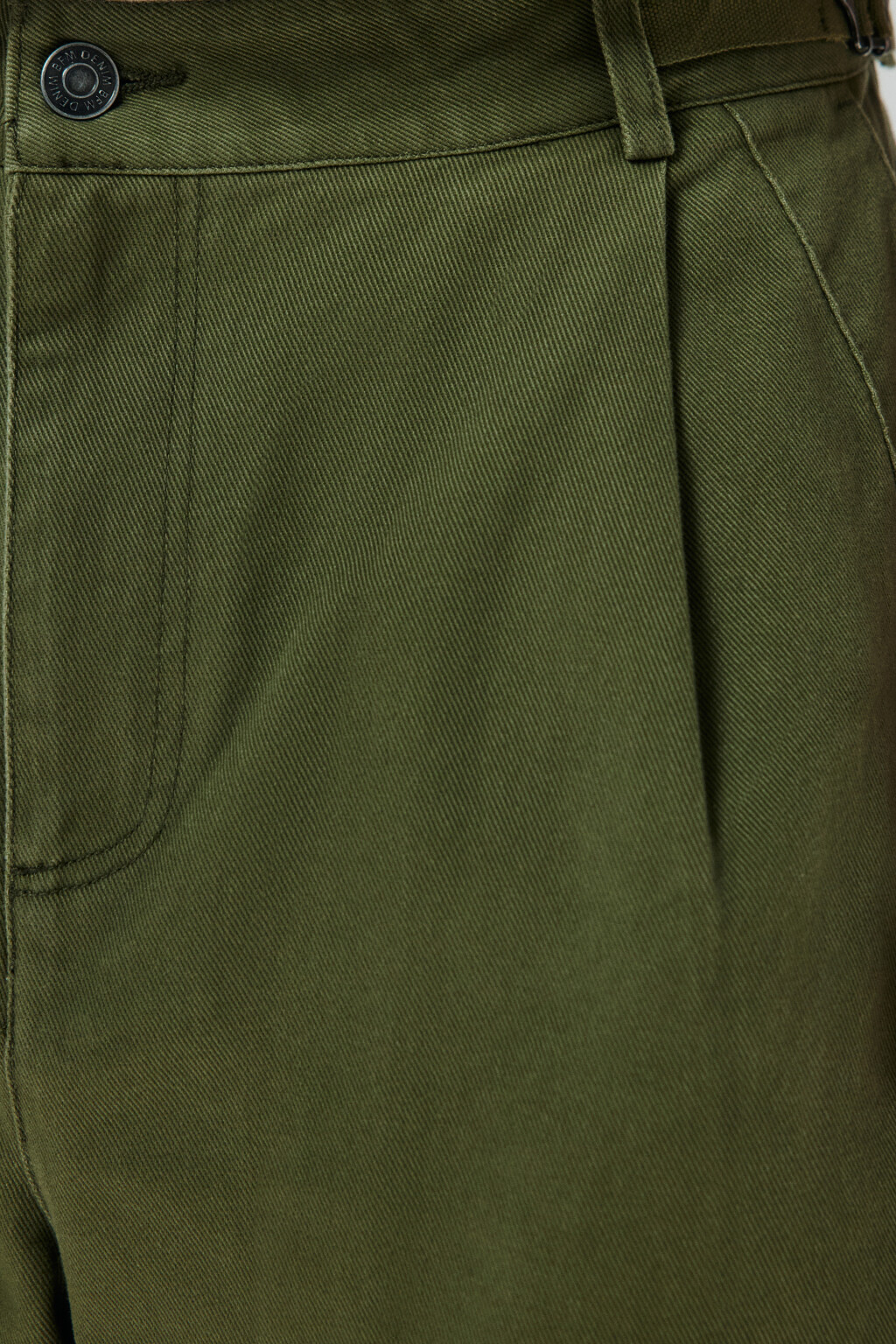 Брюки широкие со вшитым ремешком - цвет зеленый - 6