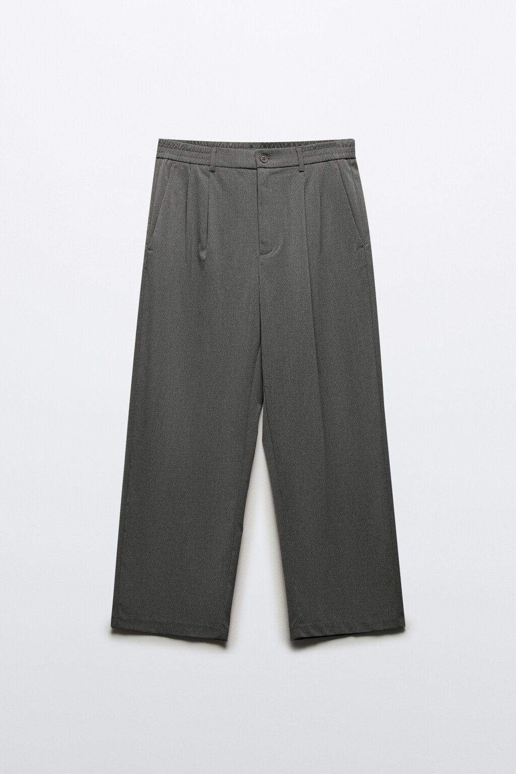 Брюки костюмные со складками на поясе - цвет серый - 7