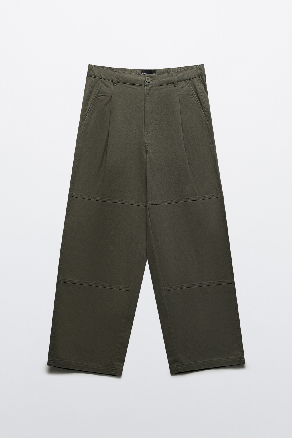 Брюки широкие из хлопкового текстиля - цвет зеленый - 7