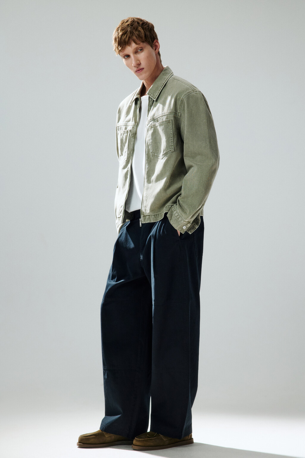 Брюки широкие из хлопкового текстиля - цвет черный - 1