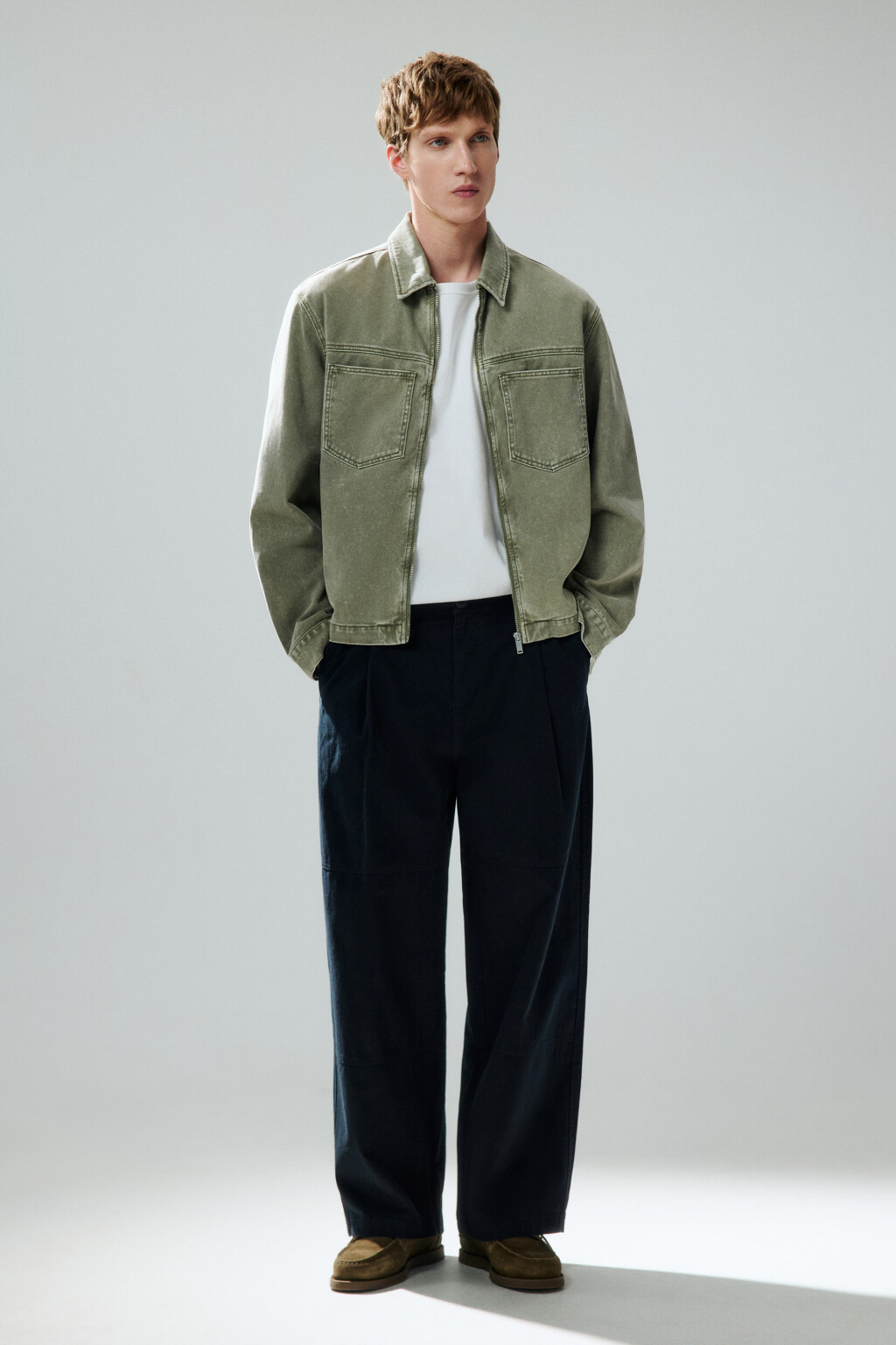 Брюки широкие из хлопкового текстиля - цвет черный - 4