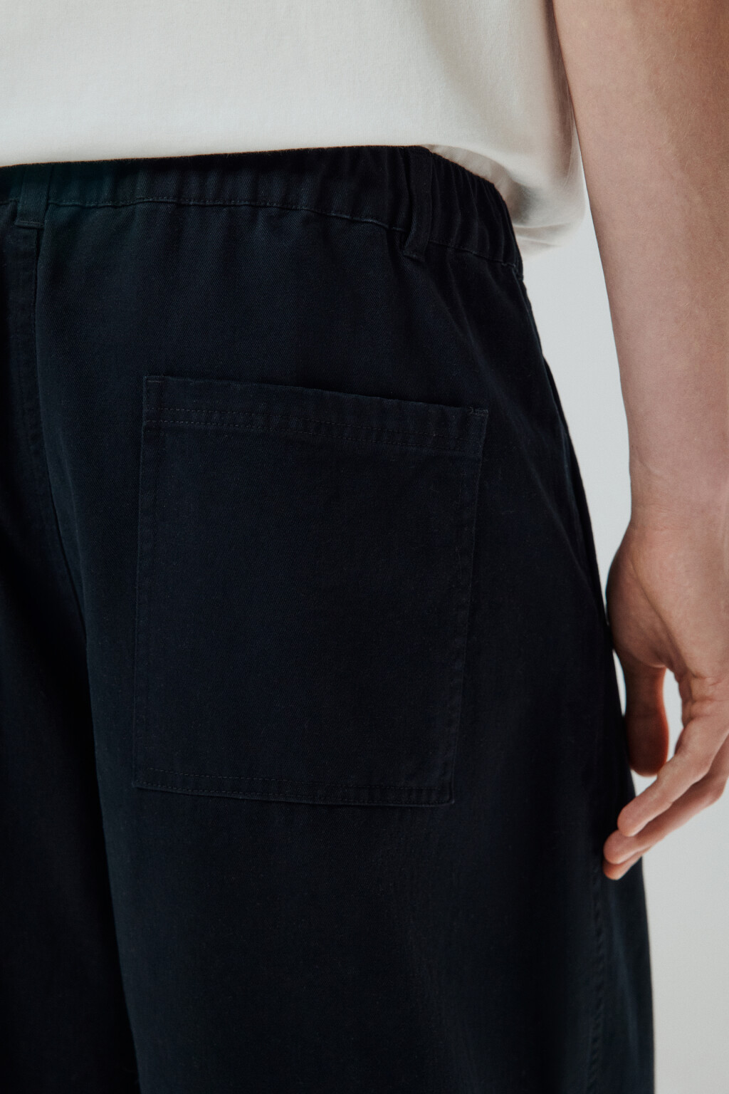 Брюки широкие из хлопкового текстиля - цвет черный - 6