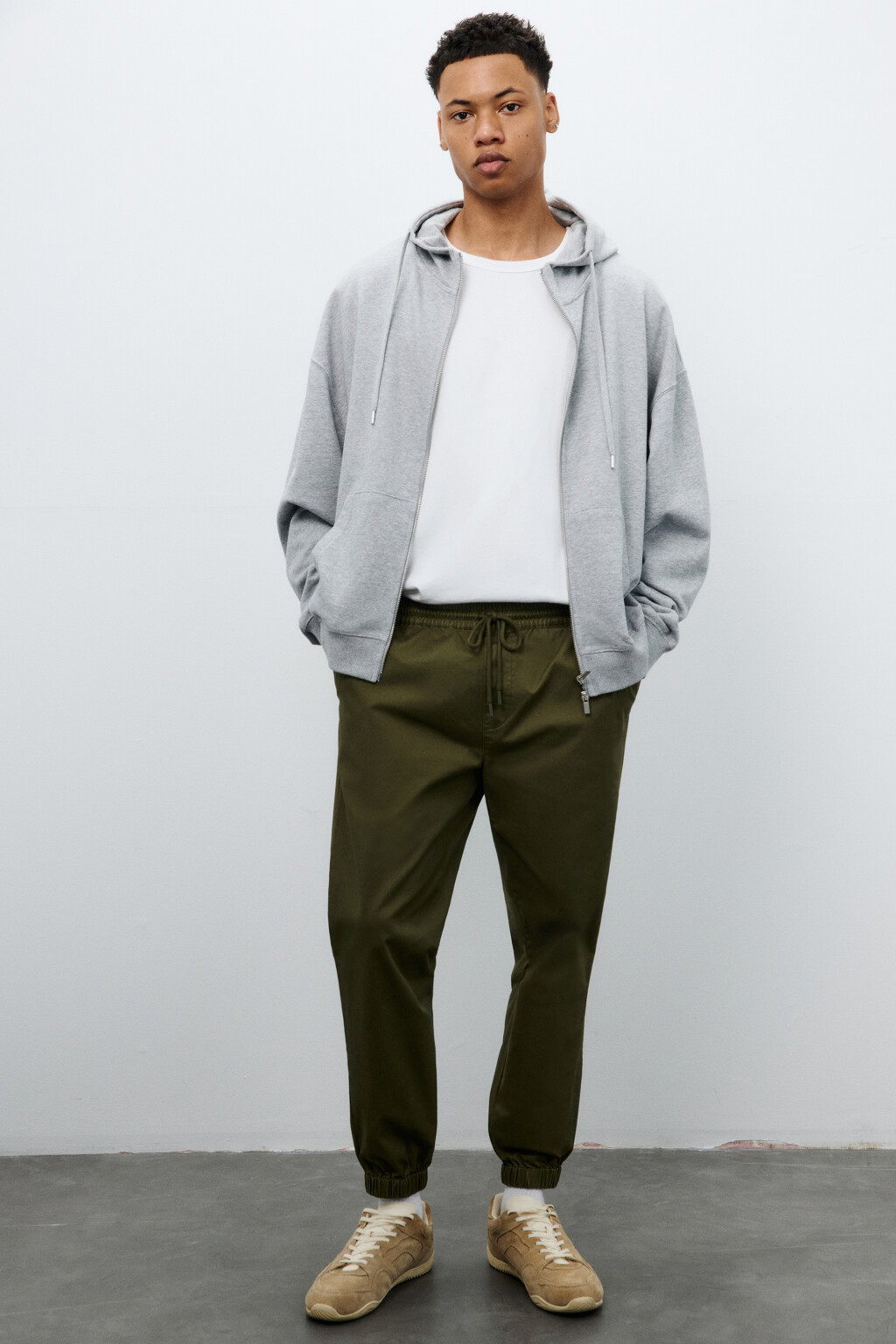 Брюки-джоггеры из хлопкового текстиля - цвет зеленый - 1