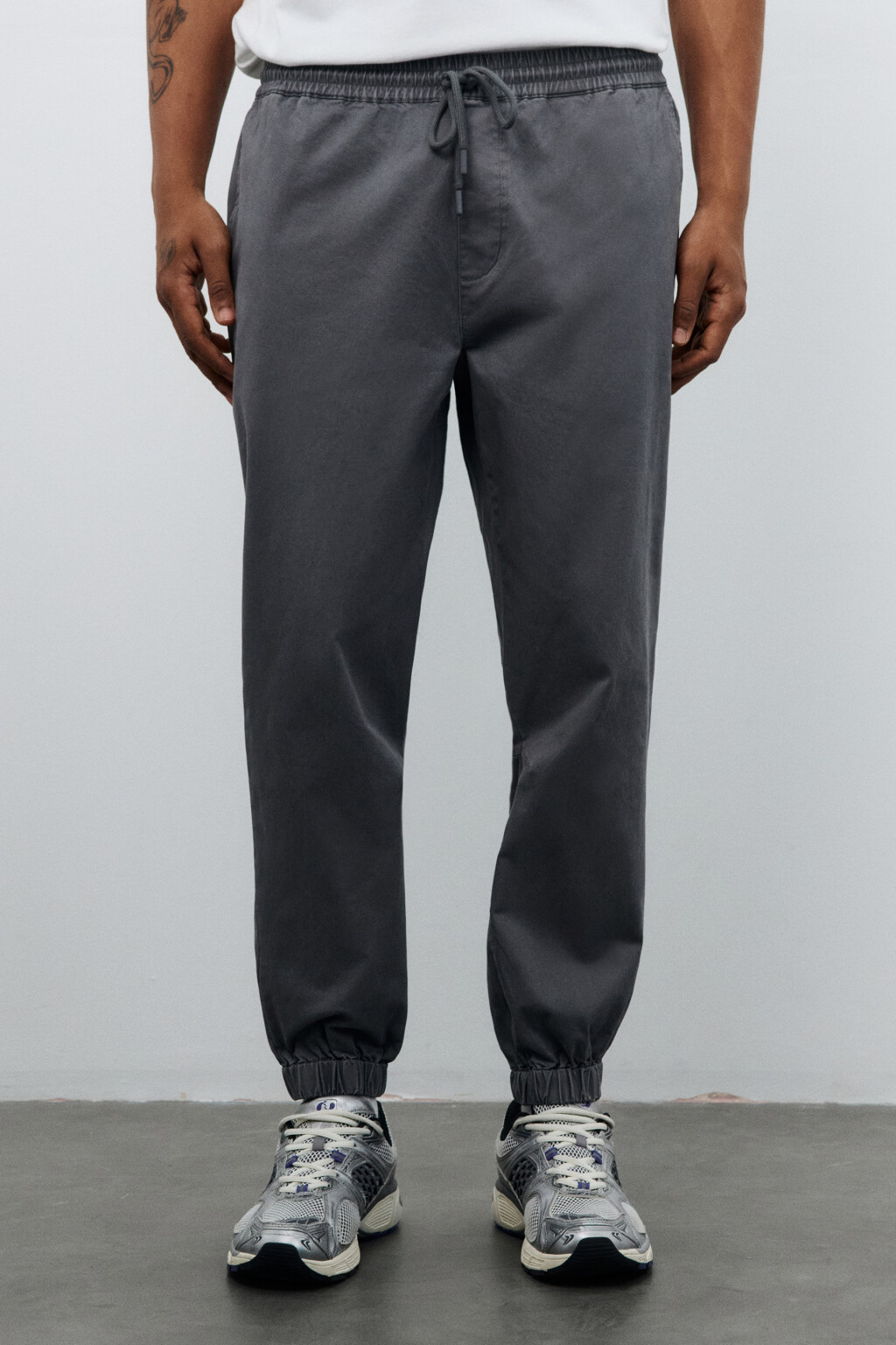 Брюки-джоггеры из хлопкового текстиля - цвет серый - 3