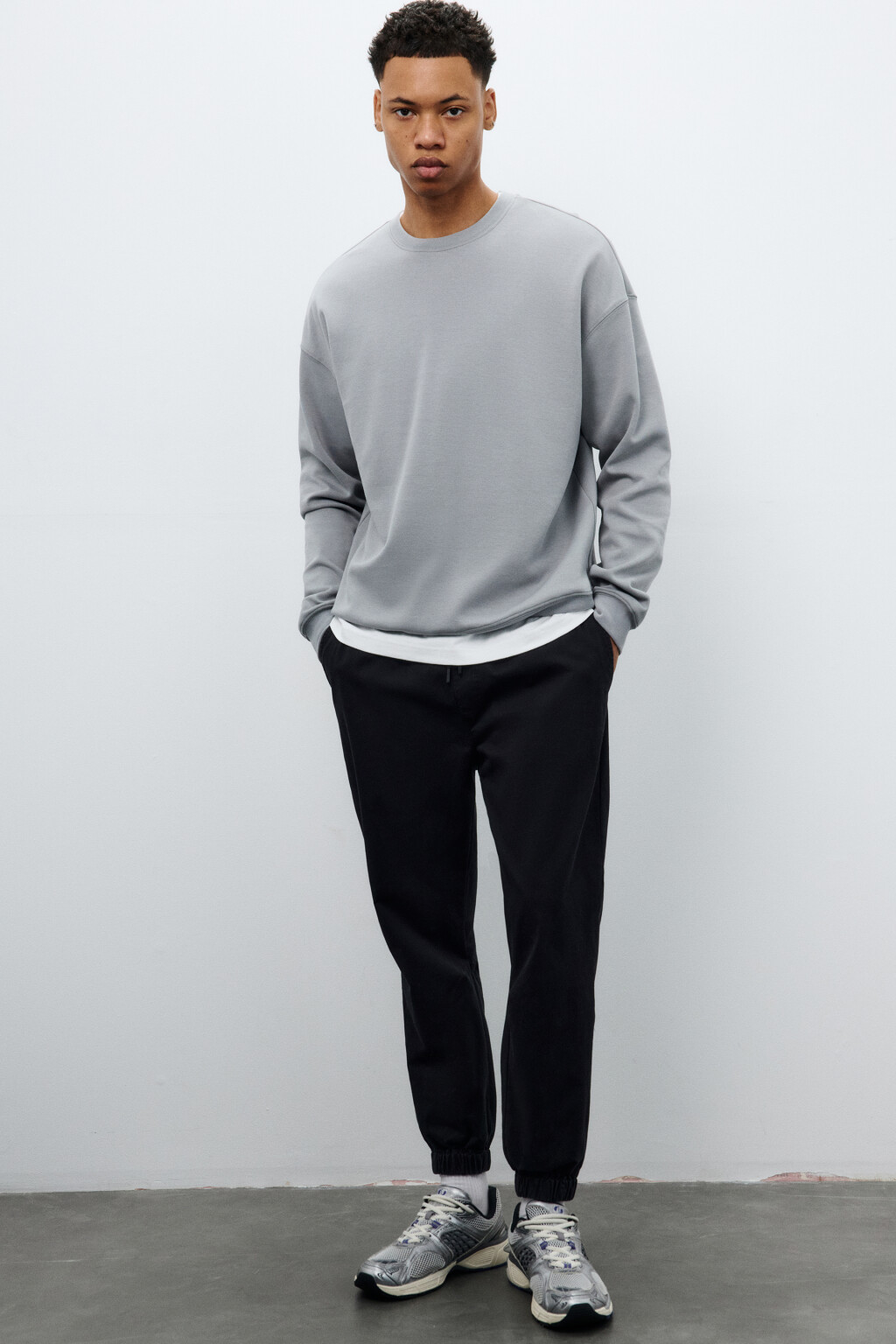 Брюки-джоггеры из хлопкового текстиля - цвет черный - 1