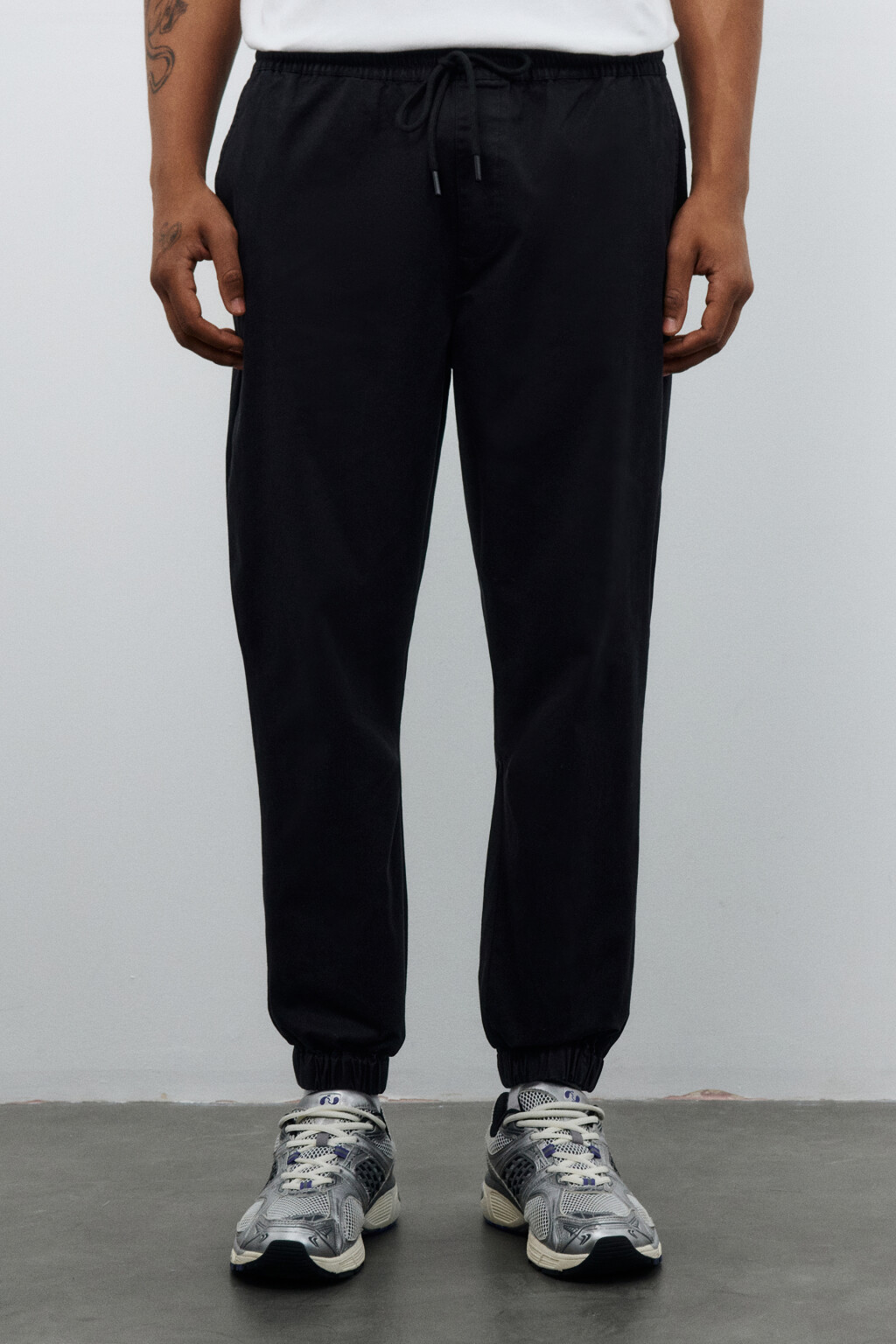 Брюки-джоггеры из хлопкового текстиля - цвет черный - 3