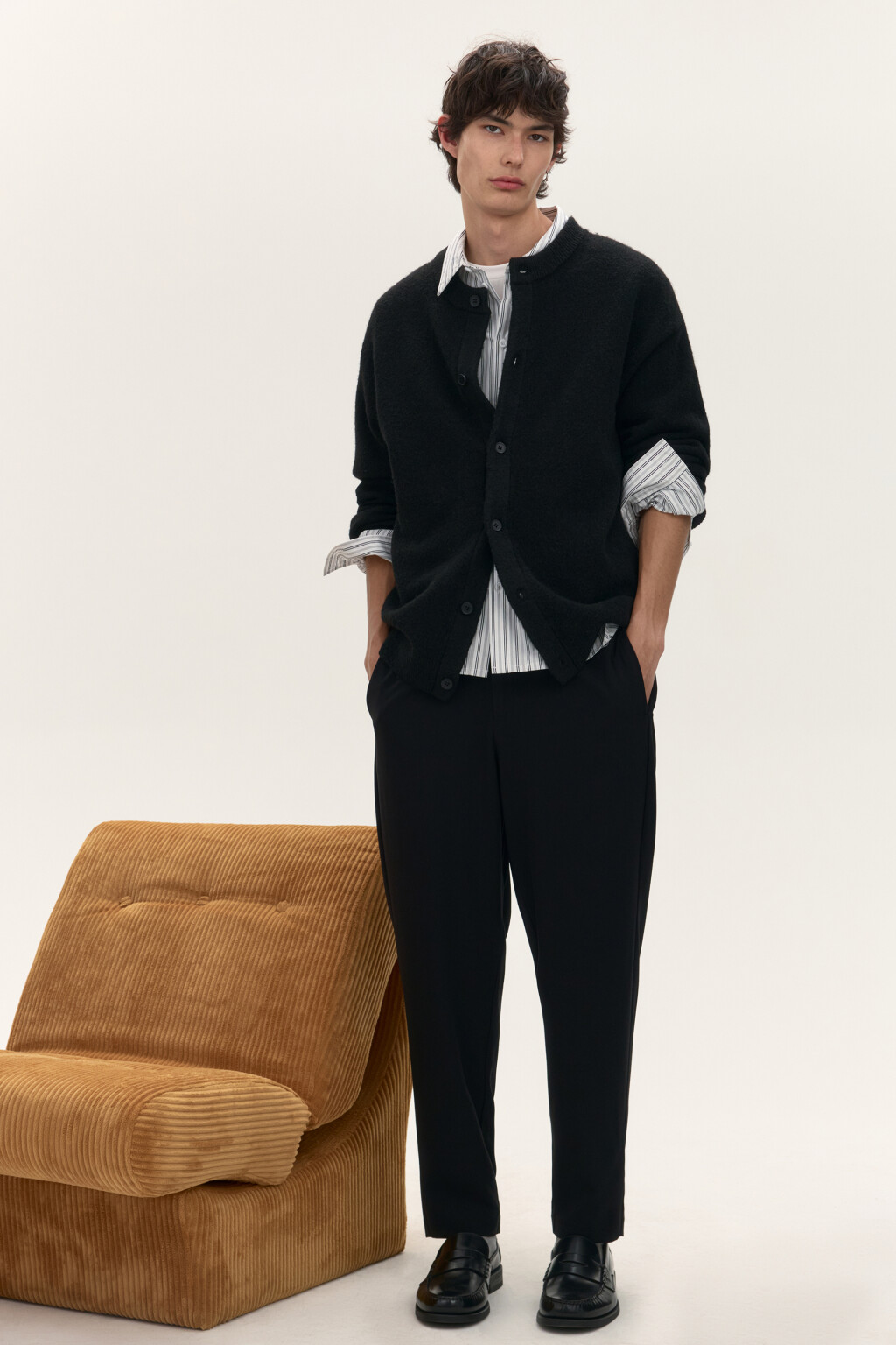 Брюки костюмные прямого кроя - цвет черный - 1