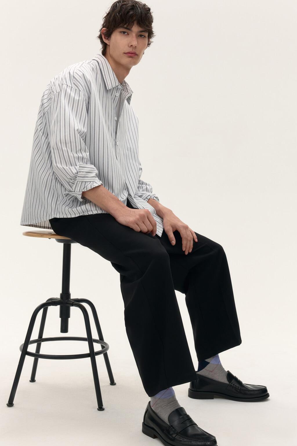 Брюки прямые костюмные - цвет черный - 1