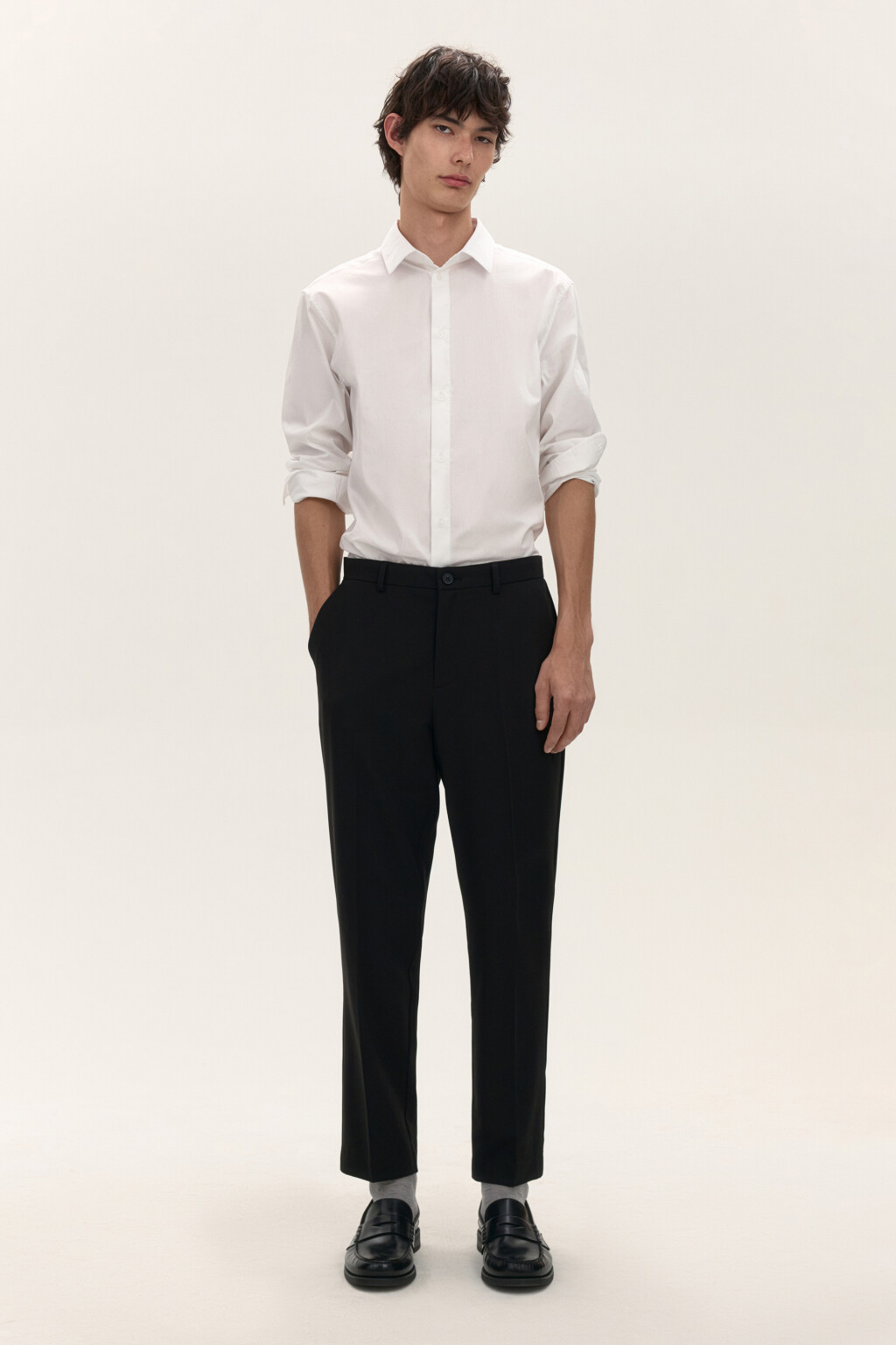 Брюки зауженные костюмные - цвет черный - 4