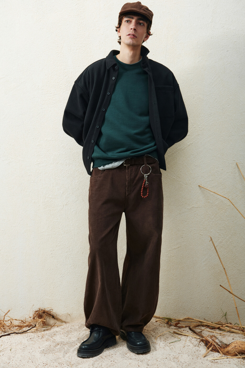 Брюки широкие вельветовые - цвет коричневый - 1