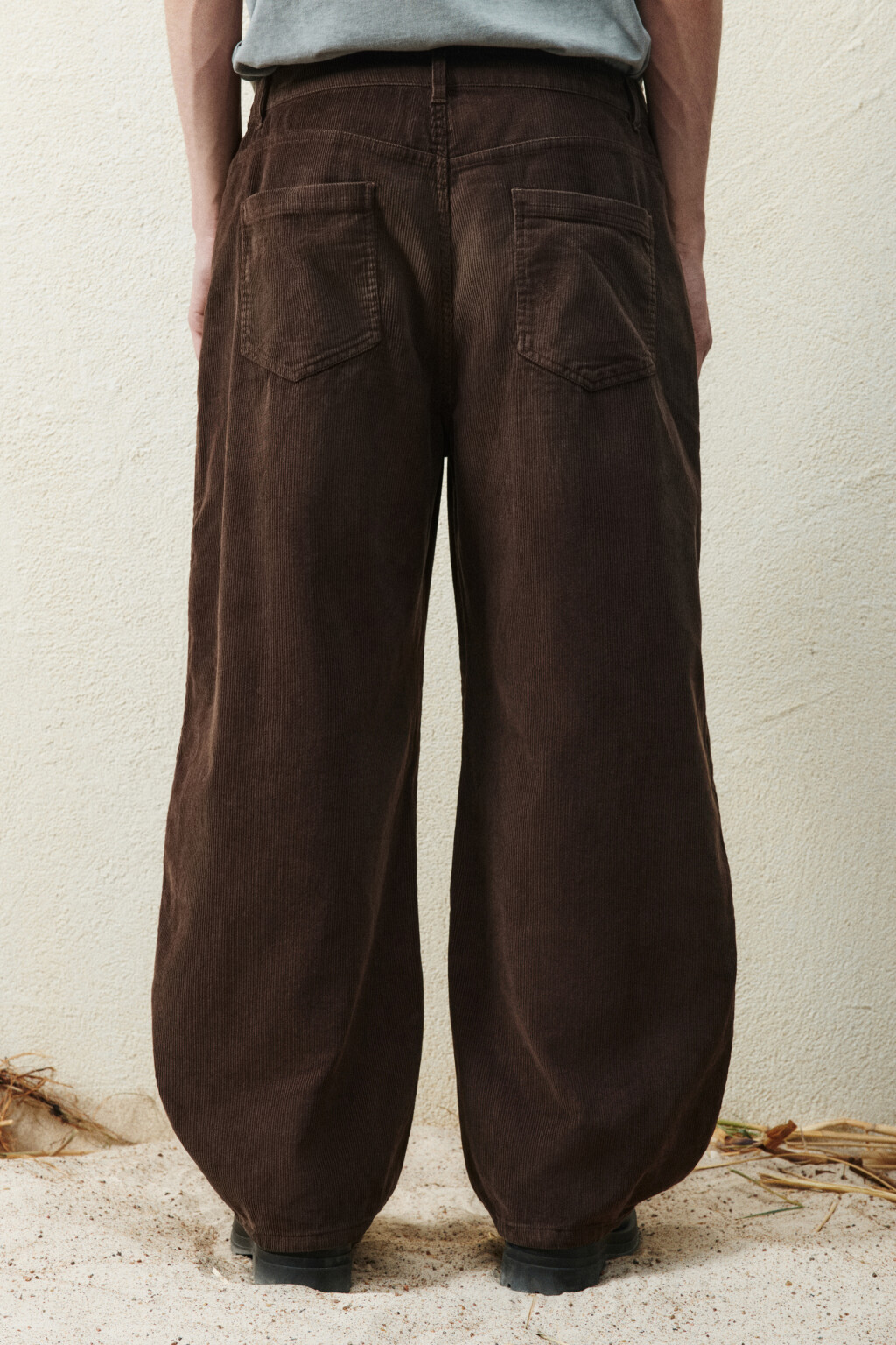 Брюки широкие вельветовые - цвет коричневый - 3