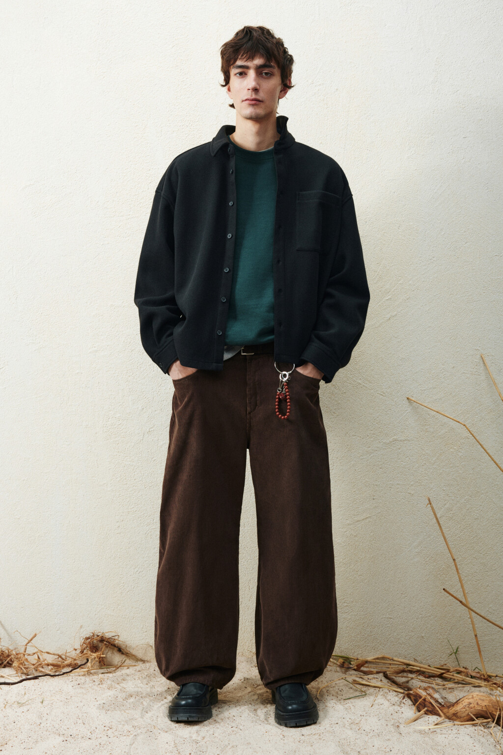 Брюки широкие вельветовые - цвет коричневый - 4