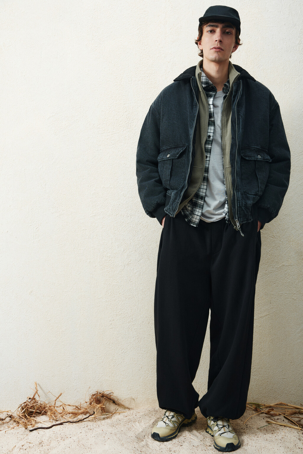 Брюки широкие трикотажные - цвет черный - 7